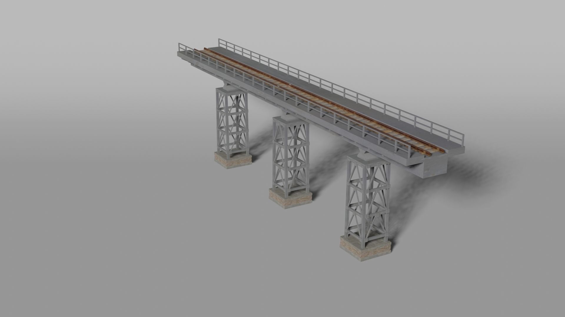 Modular railroad frame bridge 3D model_3