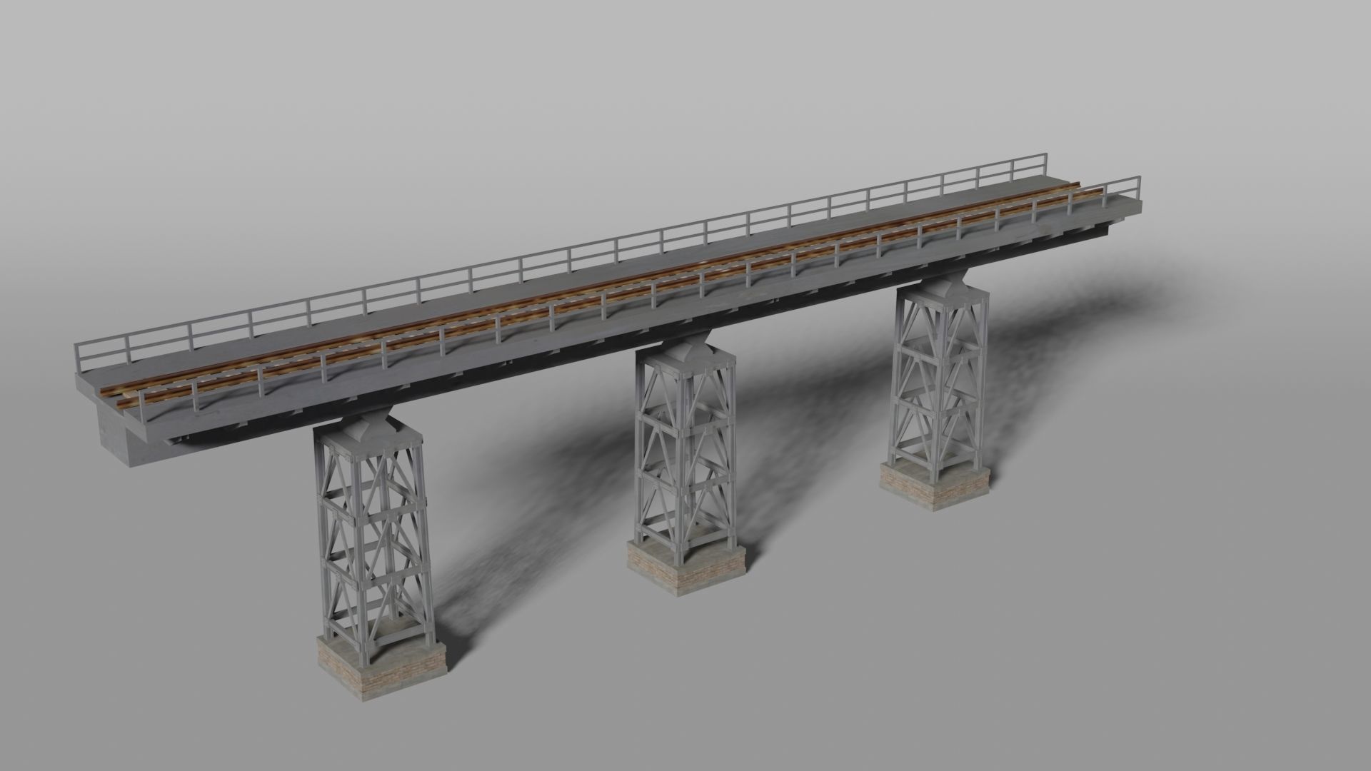 Modular railroad frame bridge 3D model_1