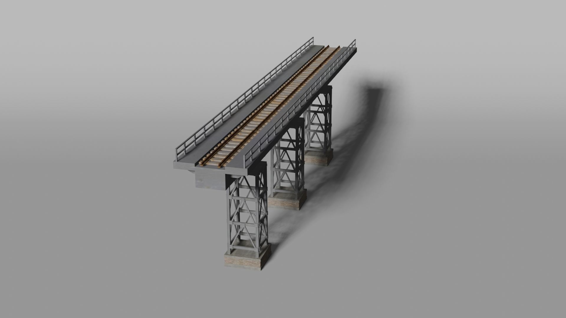 Modular railroad frame bridge 3D model_2