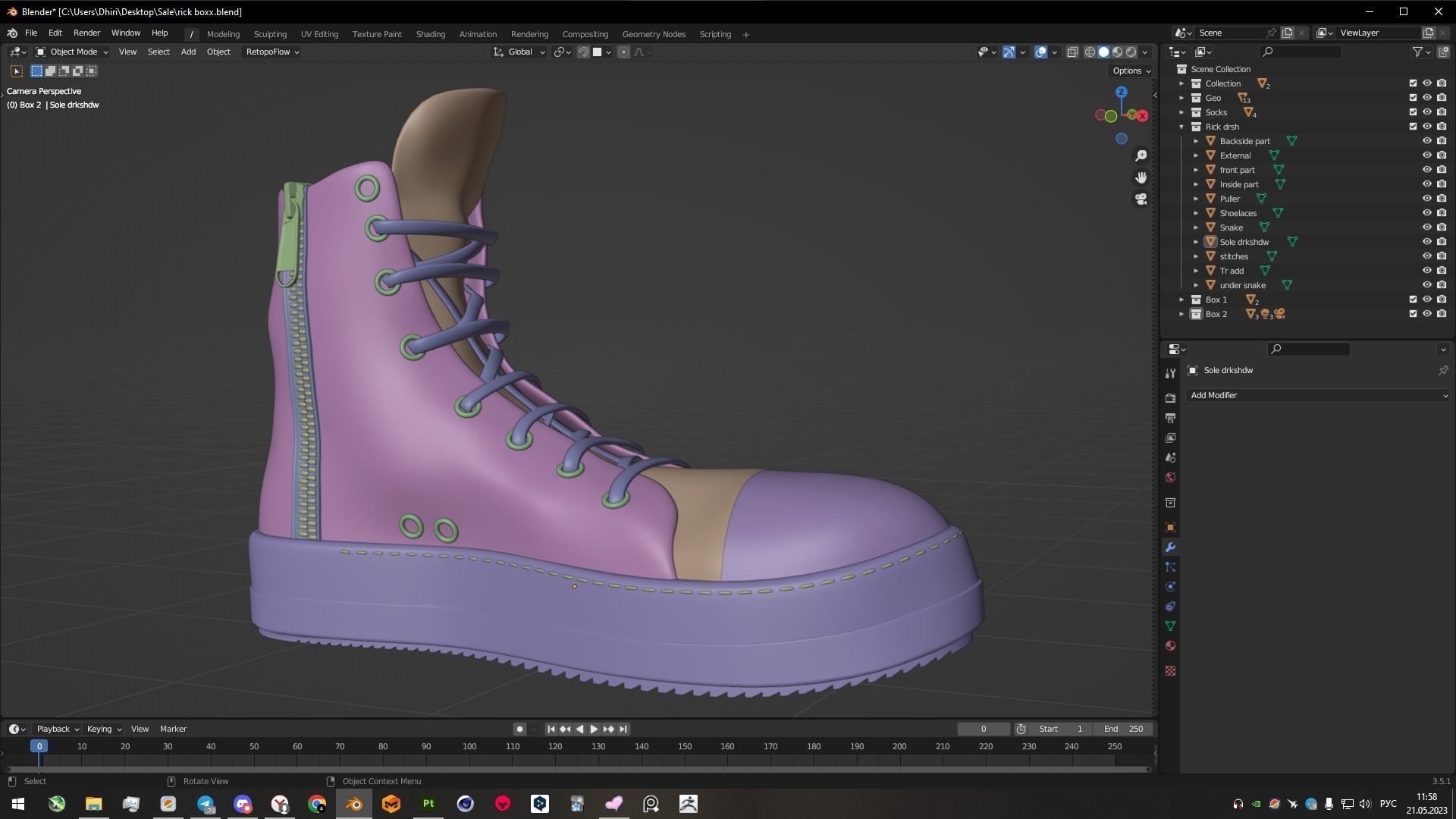 Rick Owens Ramones DRKSHDW 3D model_2