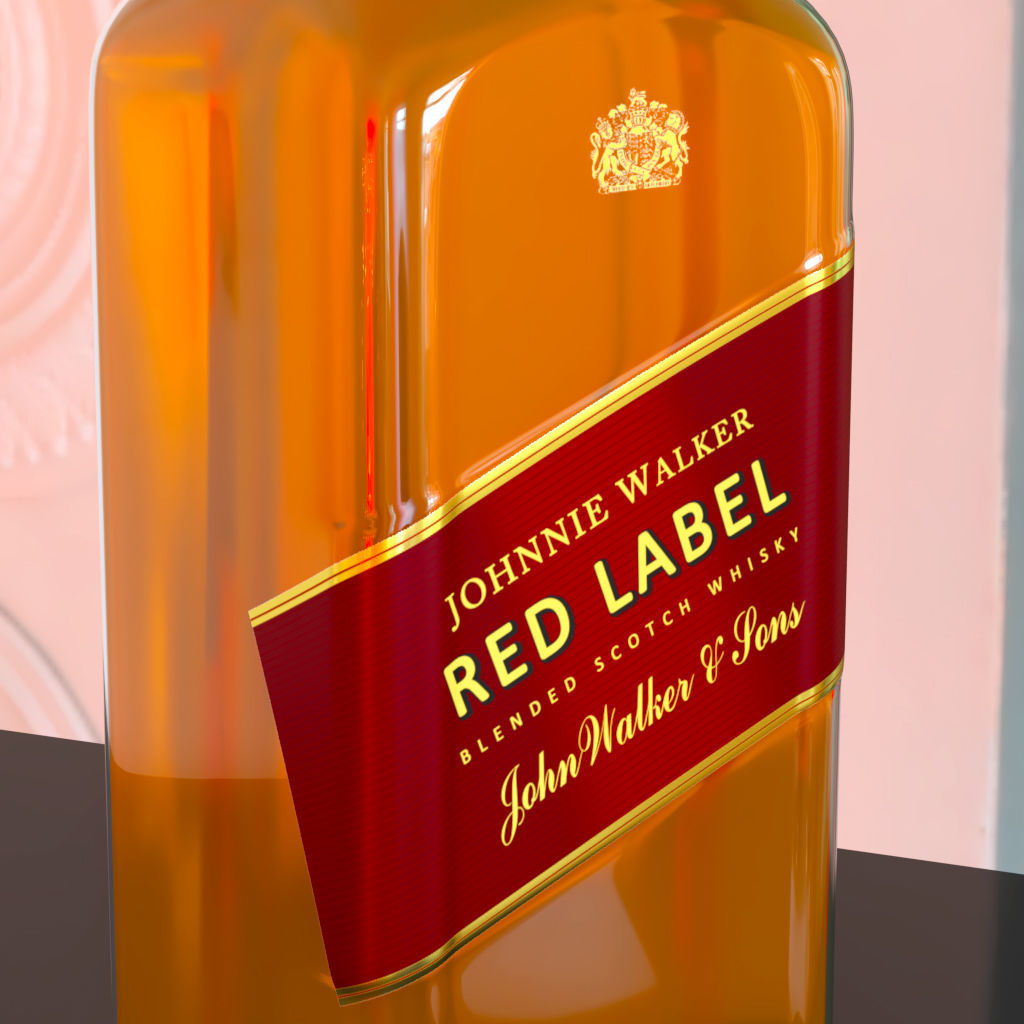 Johnnie Walker Red Label Whisky 3D Model Low-poly 3D model_11