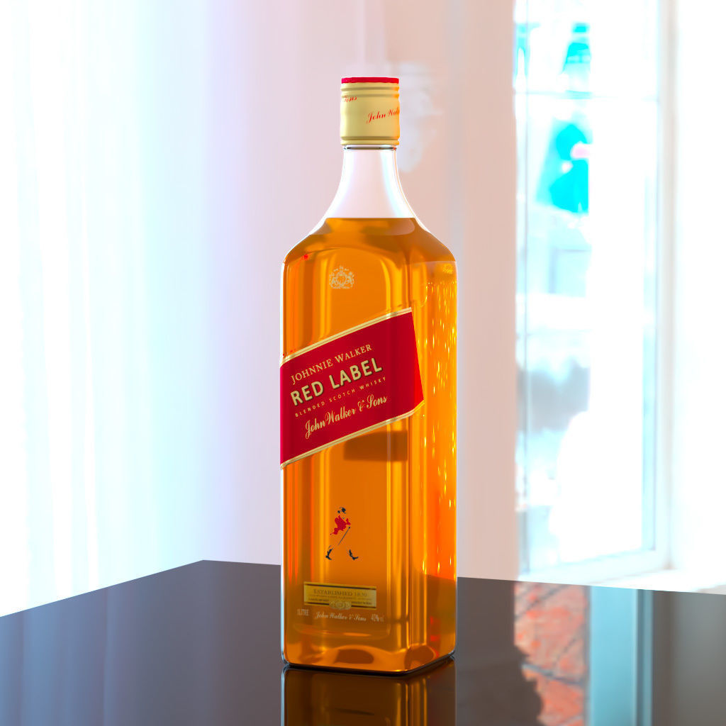 Johnnie Walker Red Label Whisky 3D Model Low-poly 3D model_0