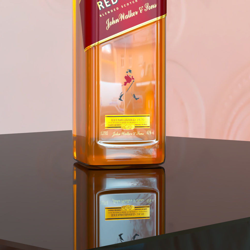 Johnnie Walker Red Label Whisky 3D Model Low-poly 3D model_5