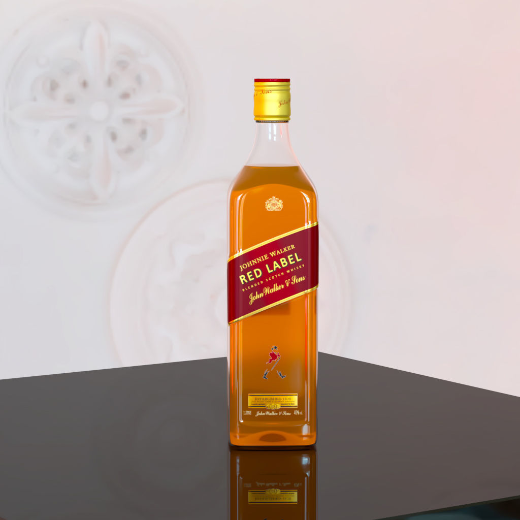 Johnnie Walker Red Label Whisky 3D Model Low-poly 3D model_1