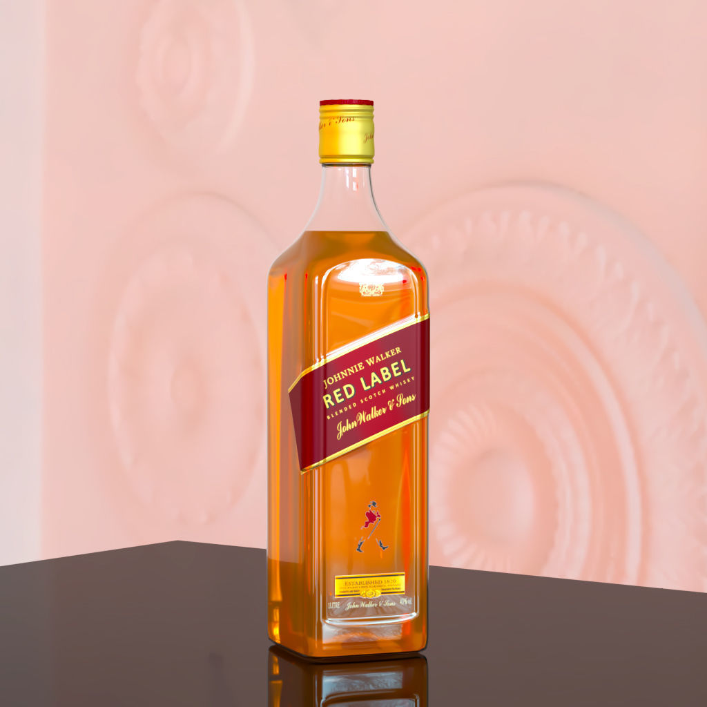 Johnnie Walker Red Label Whisky 3D Model Low-poly 3D model_4