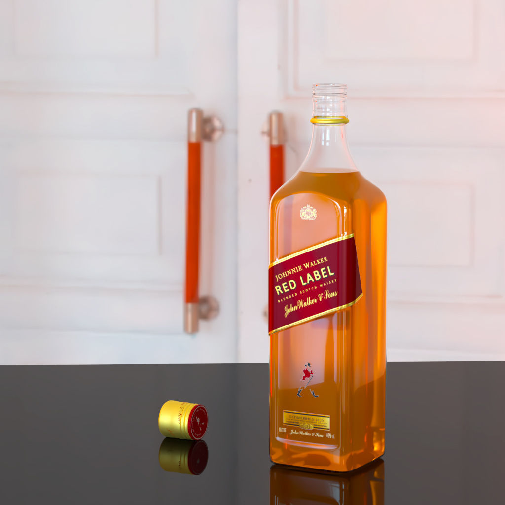 Johnnie Walker Red Label Whisky 3D Model Low-poly 3D model_2