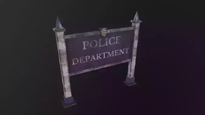 Police Sign 3D Model Low-poly 3D model