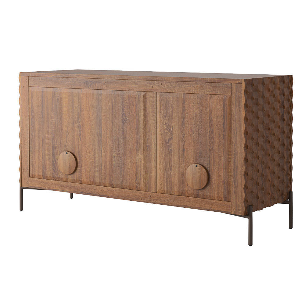 Crate and Barrel Raffael Small Carved Wood Media Console 3D model_3