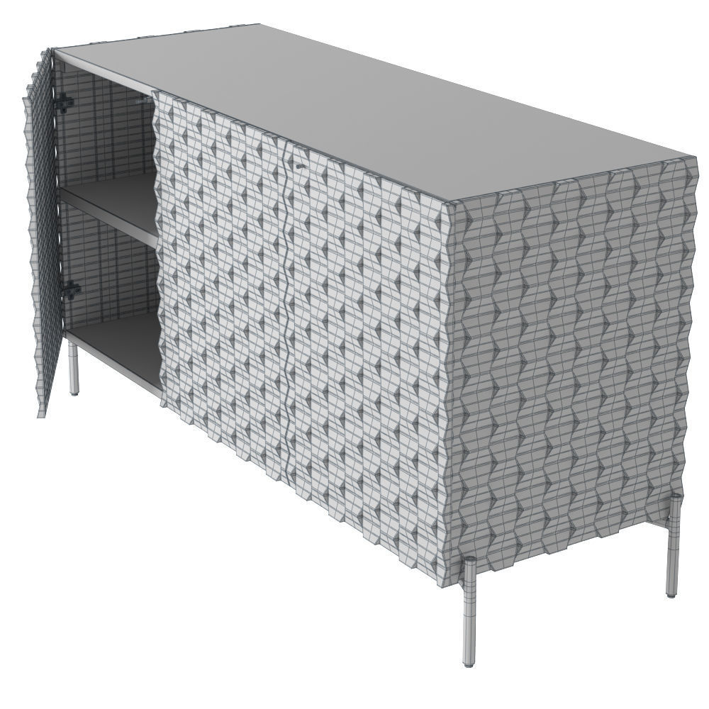 Crate and Barrel Raffael Small Carved Wood Media Console 3D model_5