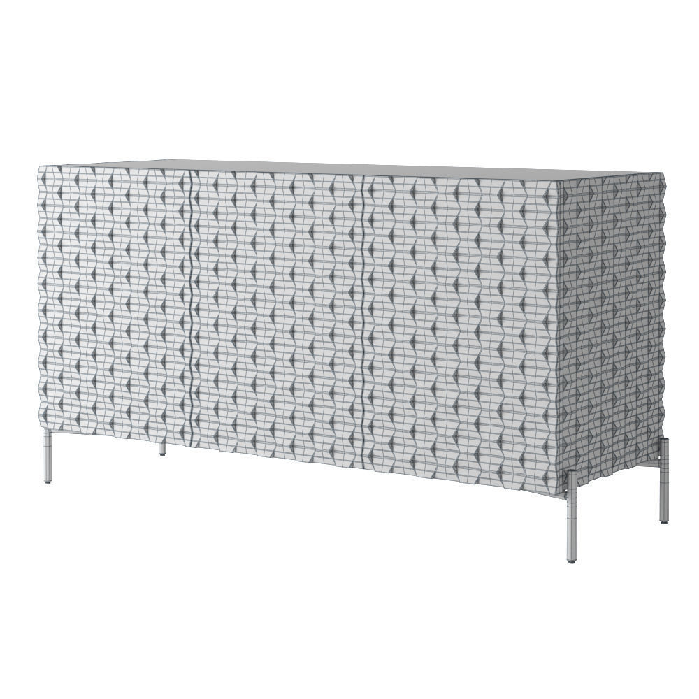 Crate and Barrel Raffael Small Carved Wood Media Console 3D model_4