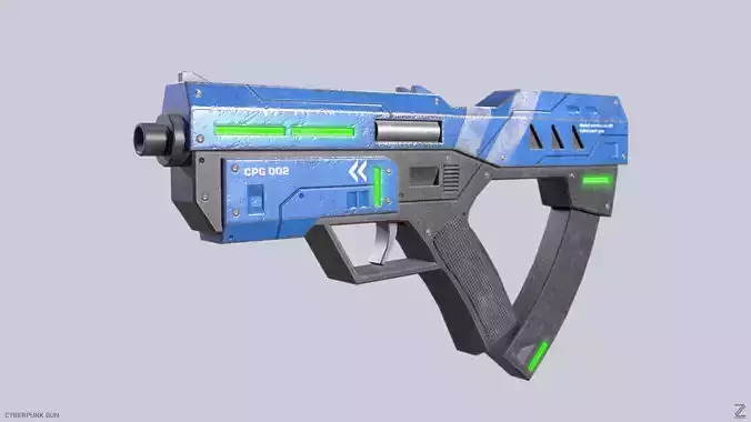Cyberpunk gun Low-poly 3D model