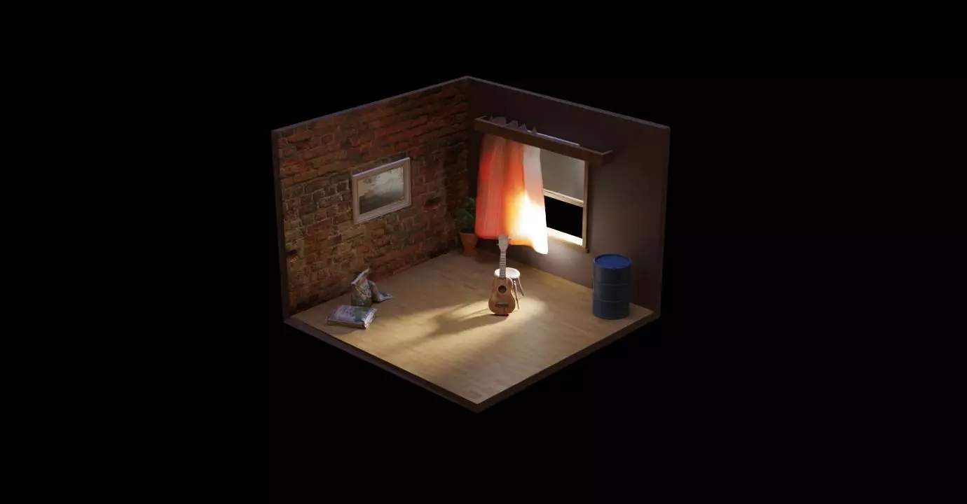 Room Ruin Free 3D model_0
