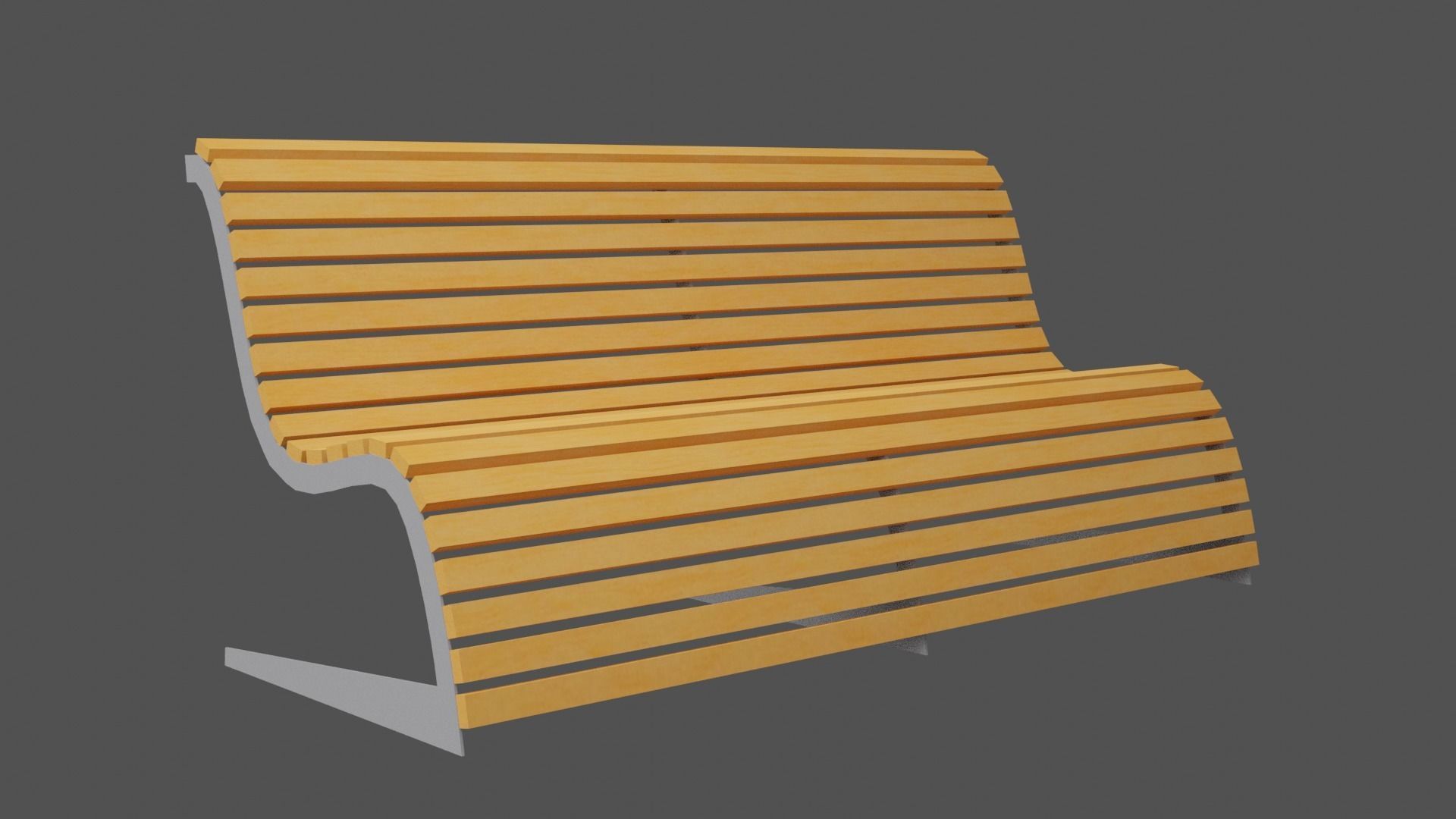 Bench wooden Low-poly 3D model_13