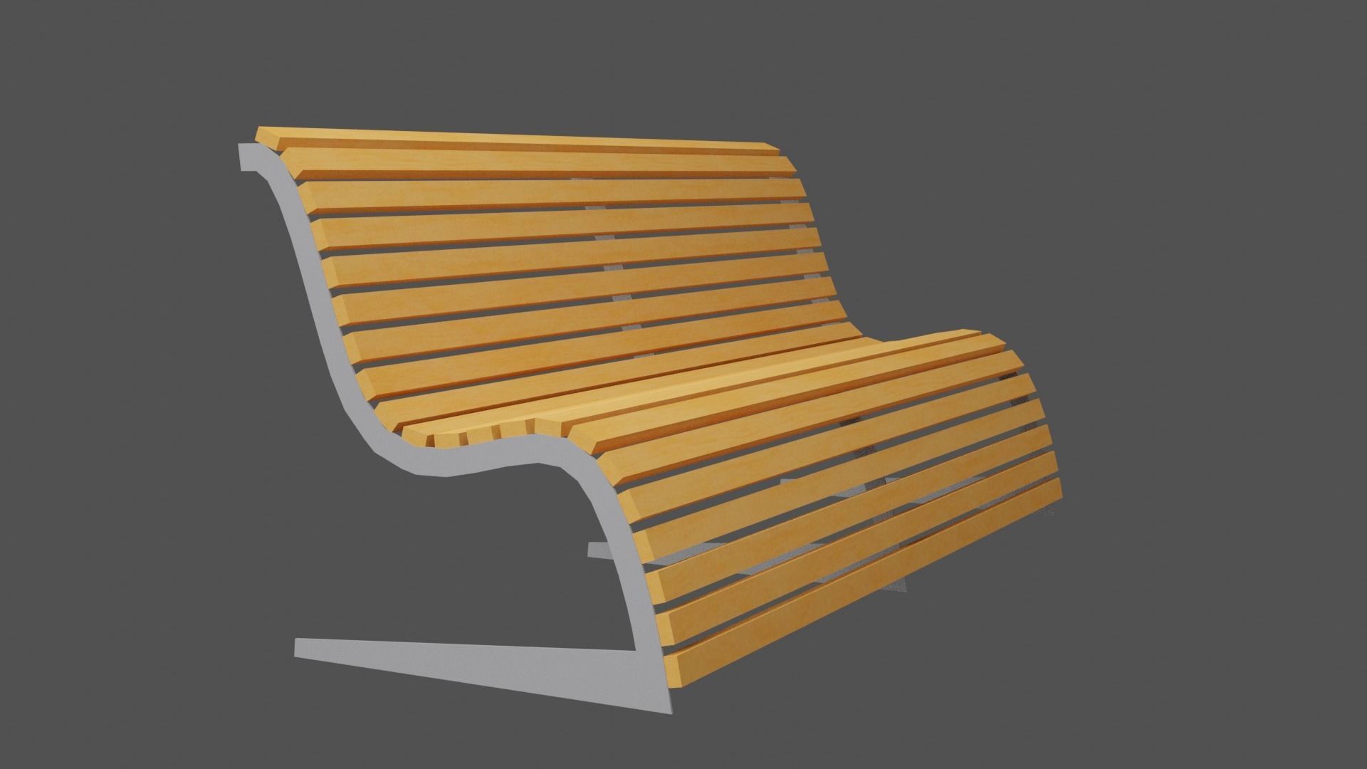Bench wooden Low-poly 3D model_14