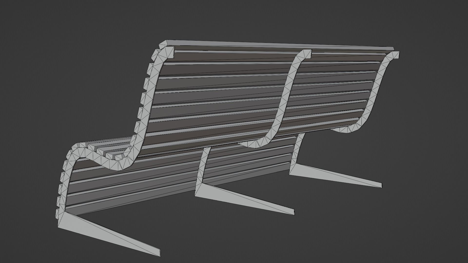 Bench wooden Low-poly 3D model_10