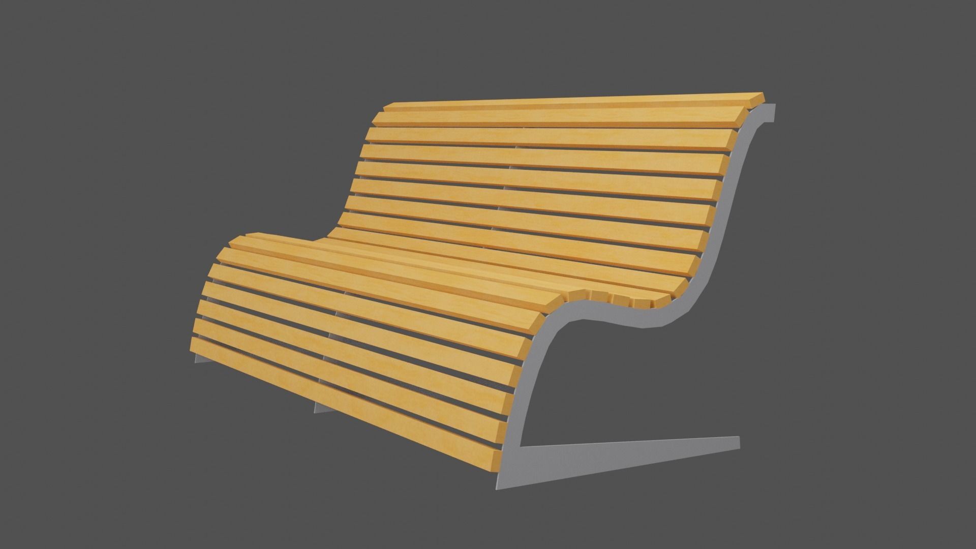 Bench wooden Low-poly 3D model_2
