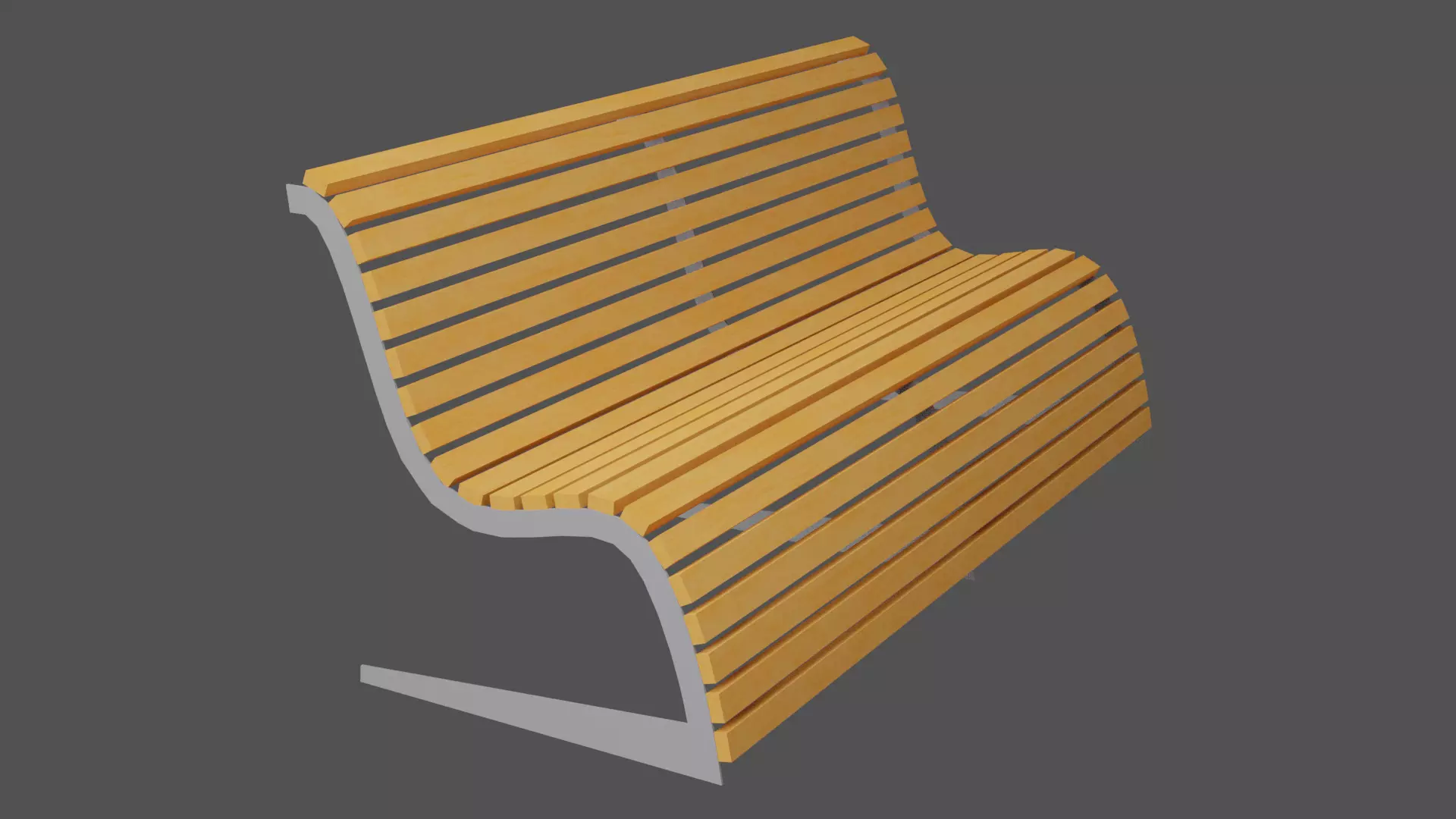 Bench wooden Low-poly 3D model_0