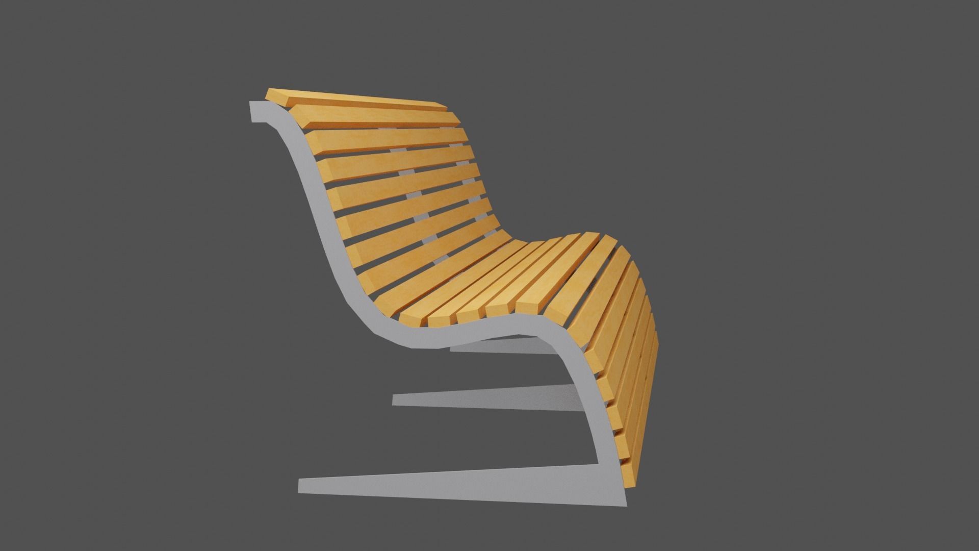 Bench wooden Low-poly 3D model_15