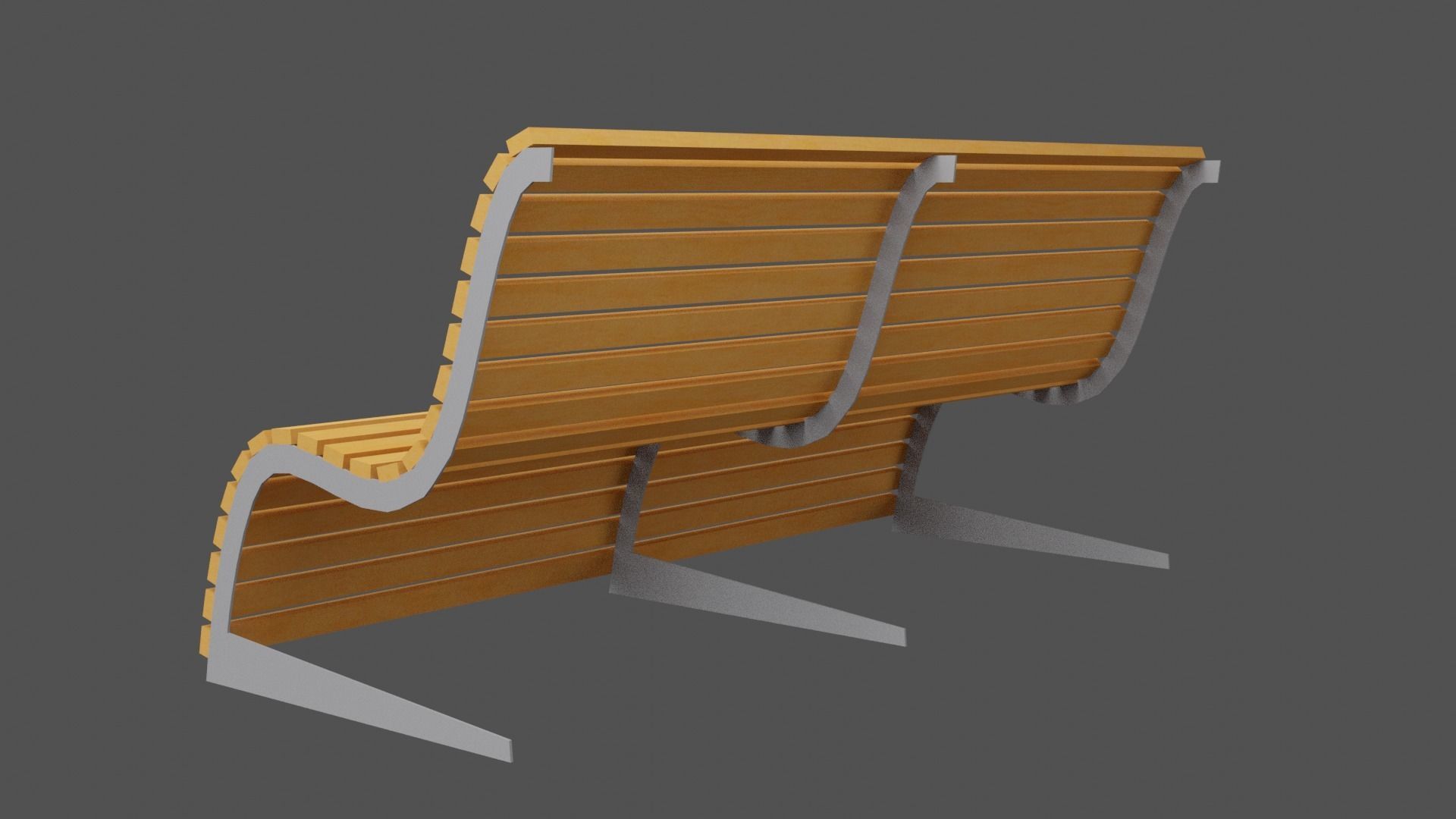Bench wooden Low-poly 3D model_6
