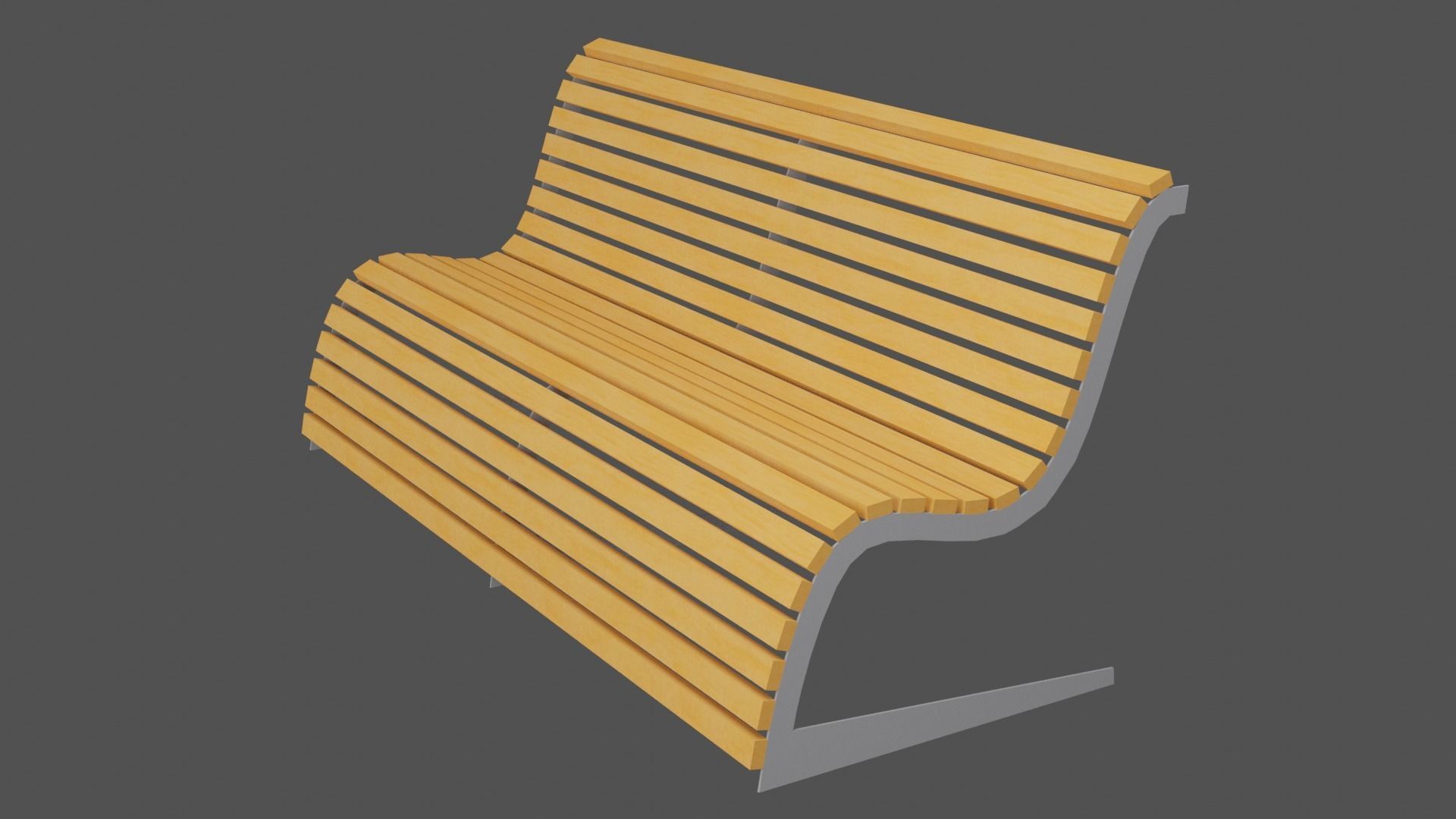 Bench wooden Low-poly 3D model_8