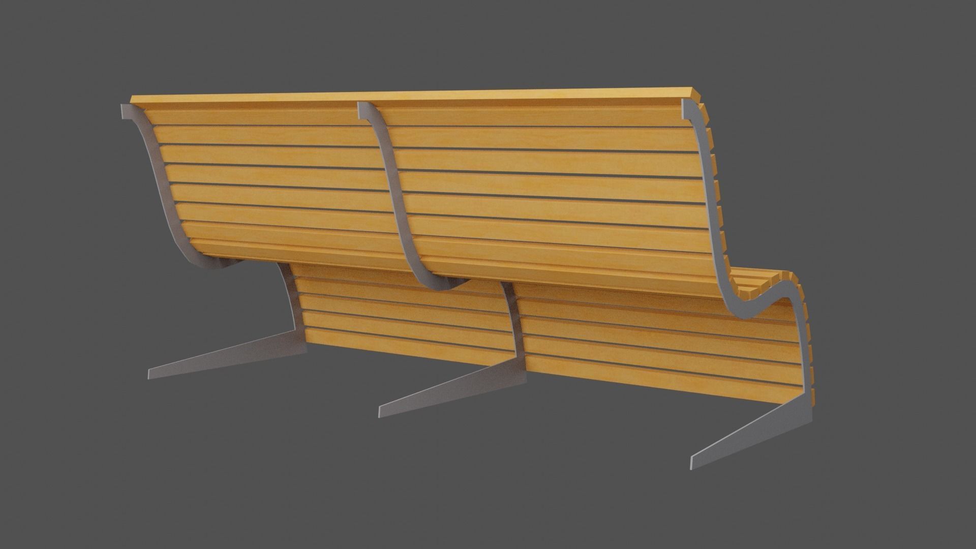 Bench wooden Low-poly 3D model_4