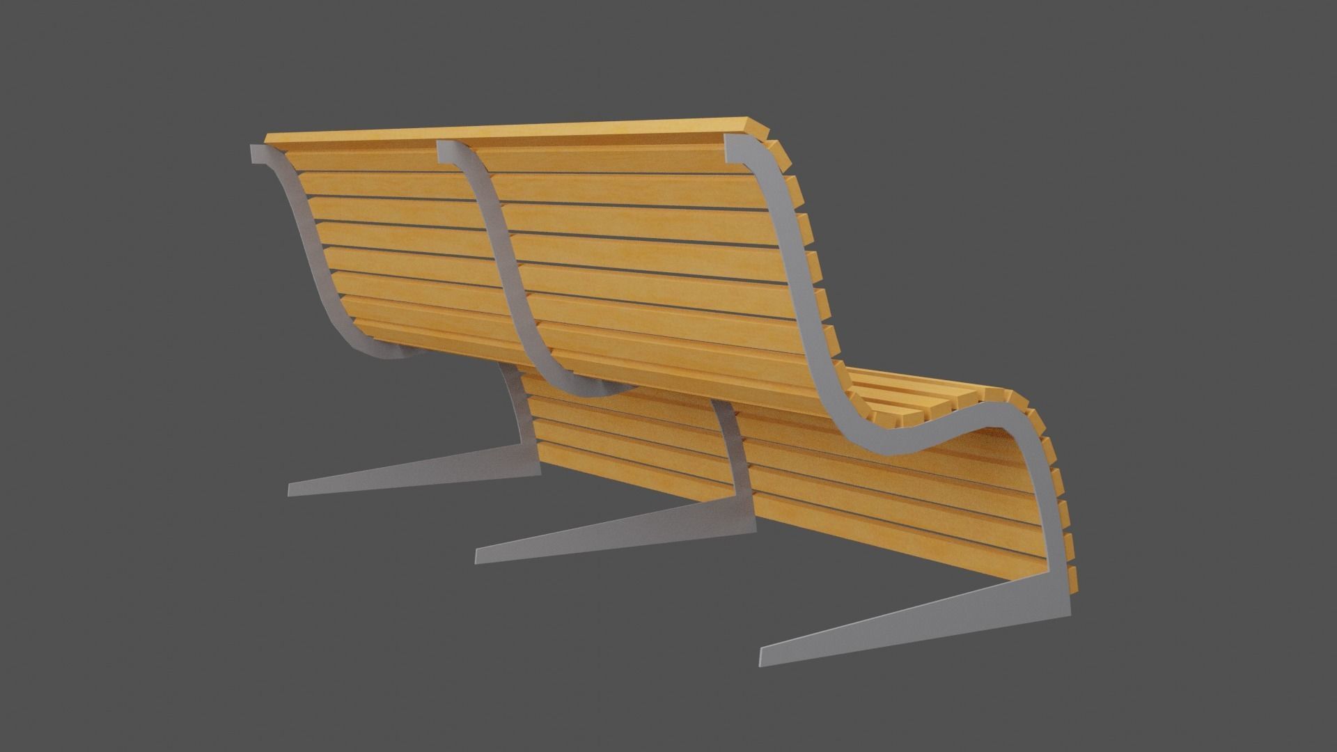 Bench wooden Low-poly 3D model_19