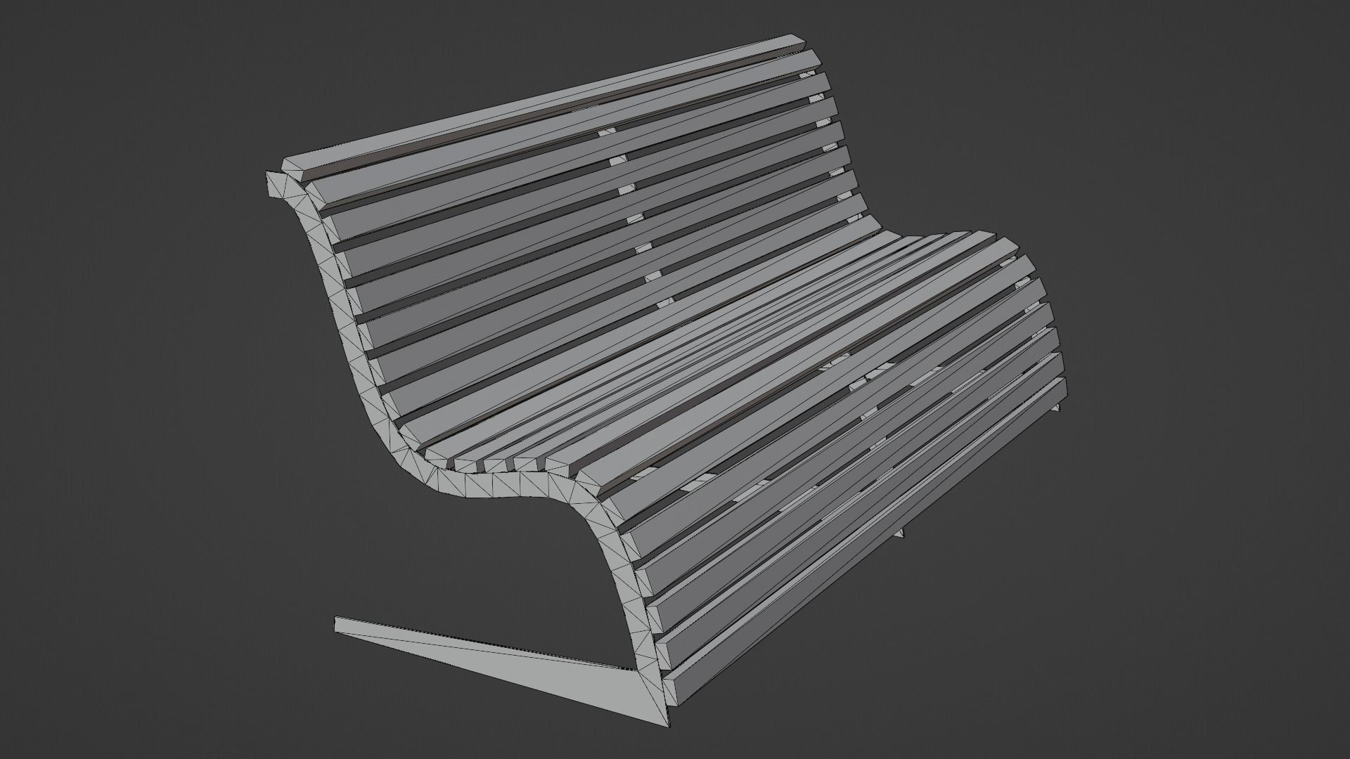 Bench wooden Low-poly 3D model_9