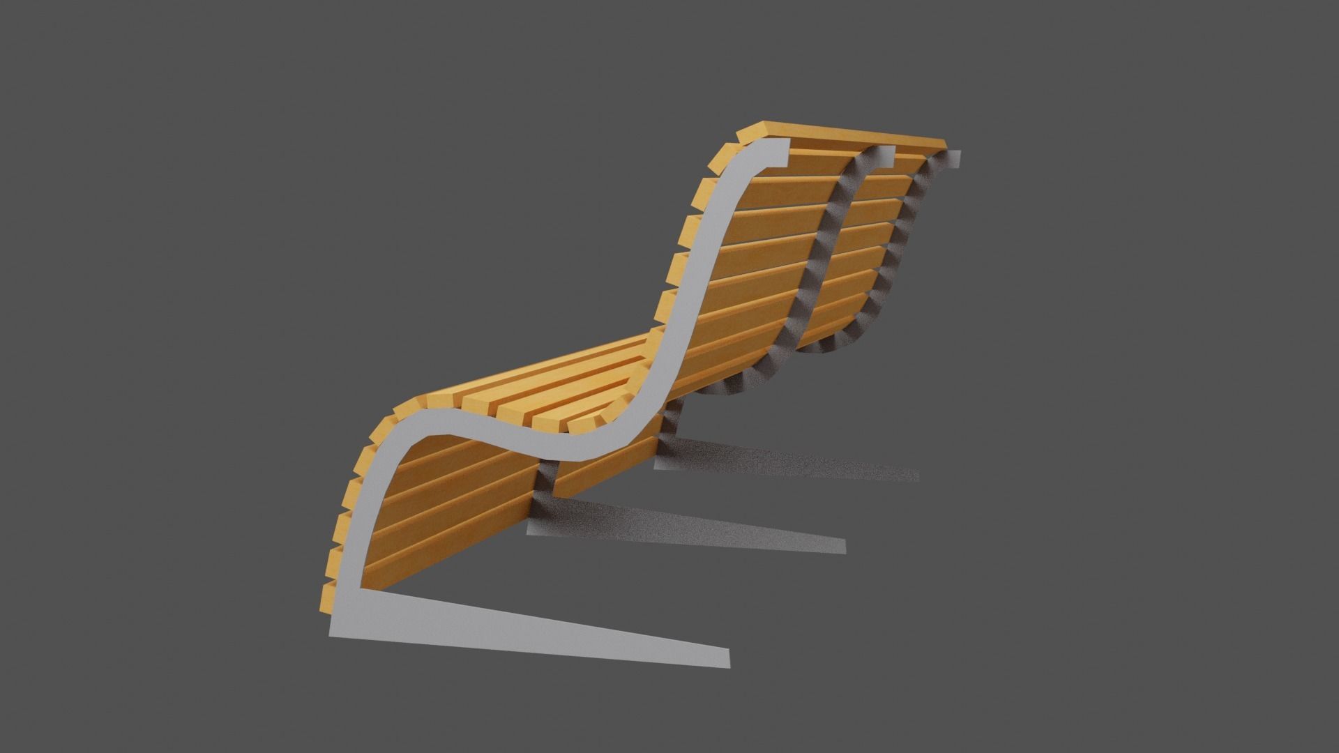 Bench wooden Low-poly 3D model_7