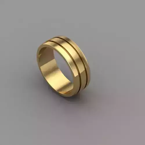 trackring gold ring with two stripes 3D print model