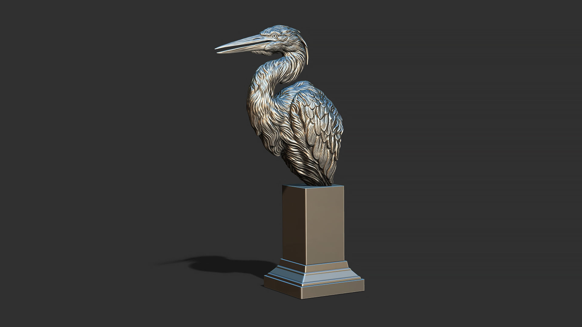 Grey Heron bust  3D print model_5