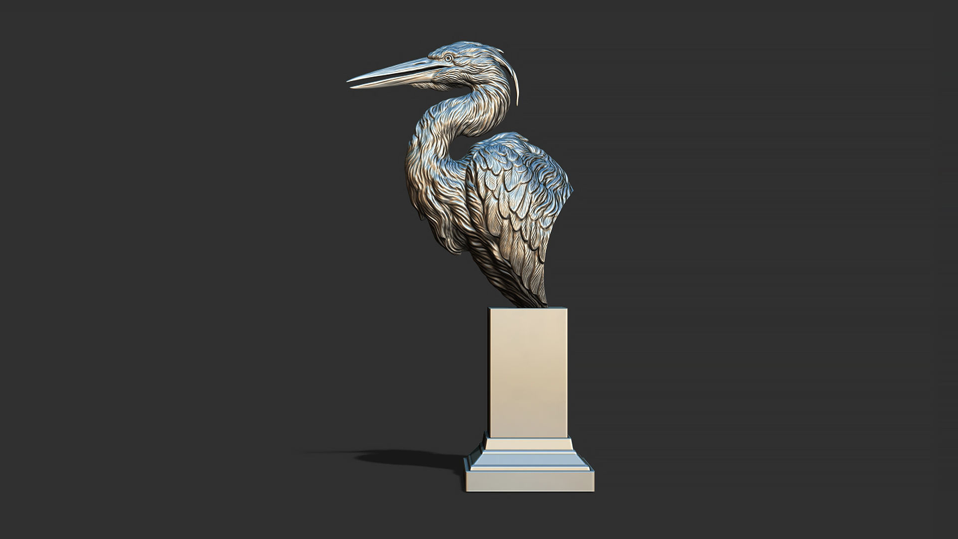 Grey Heron bust  3D print model_6