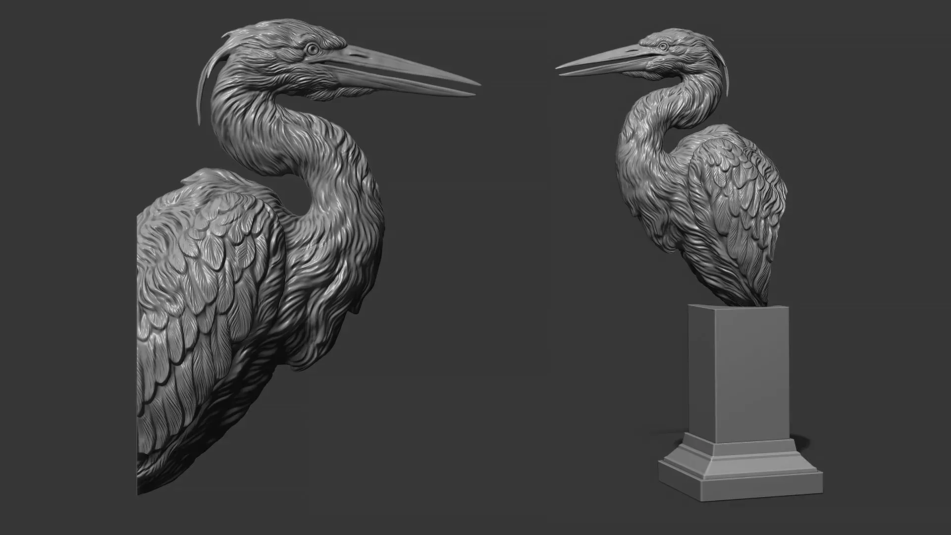 Grey Heron bust  3D print model_0