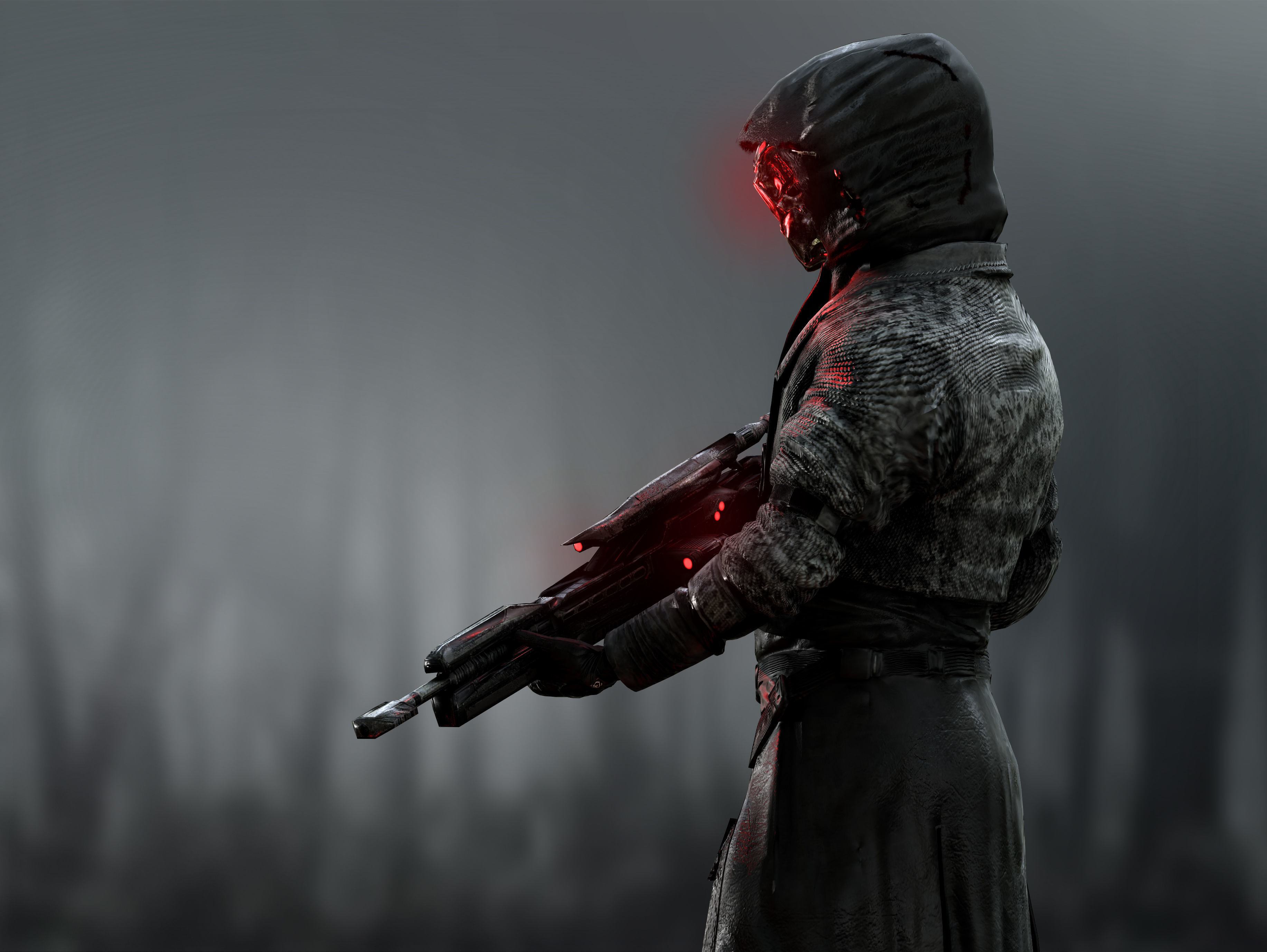 Sci Fi Sniper Soldier Low-poly 3D model_2