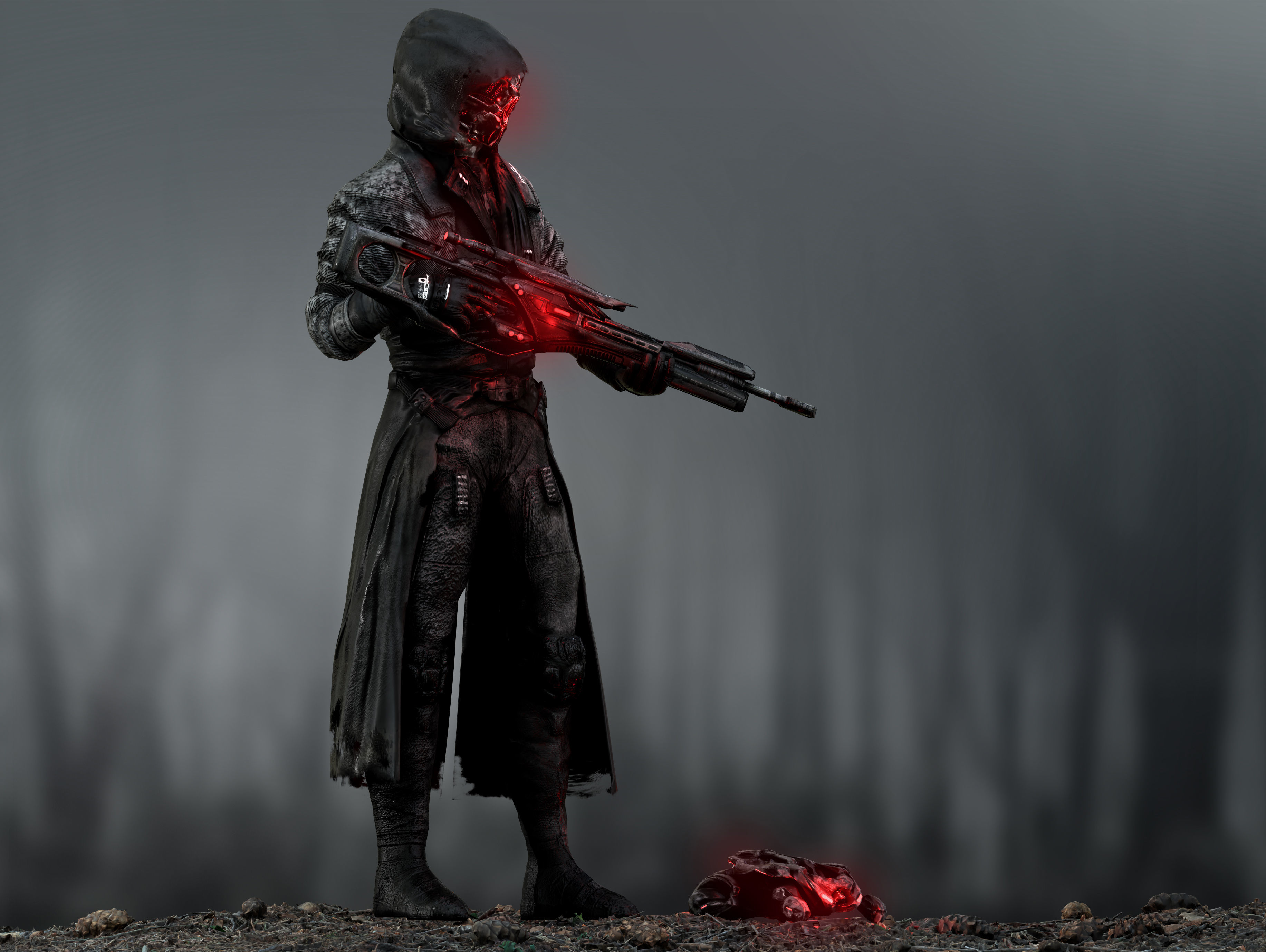 Sci Fi Sniper Soldier Low-poly 3D model_7