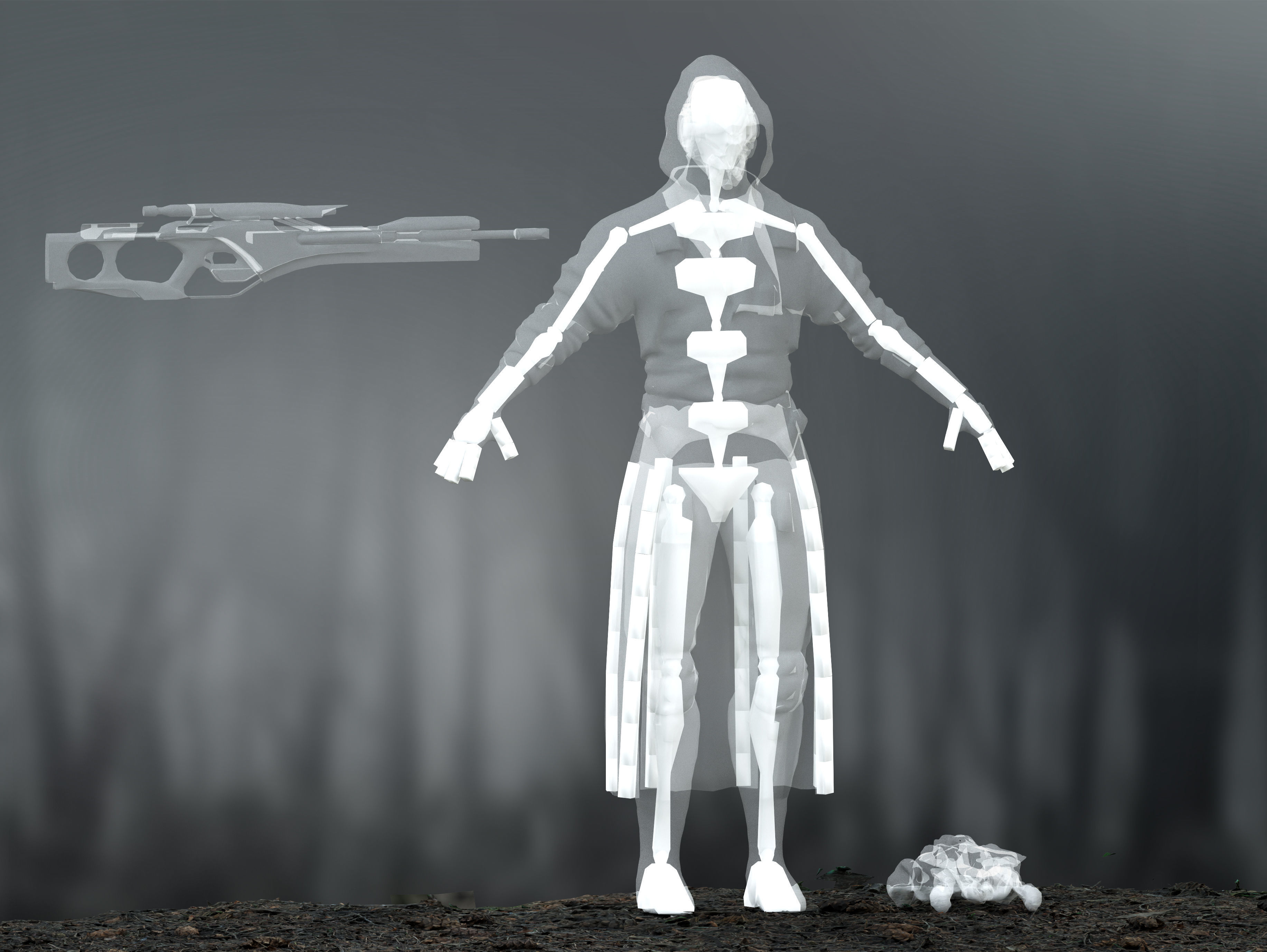 Sci Fi Sniper Soldier Low-poly 3D model_13