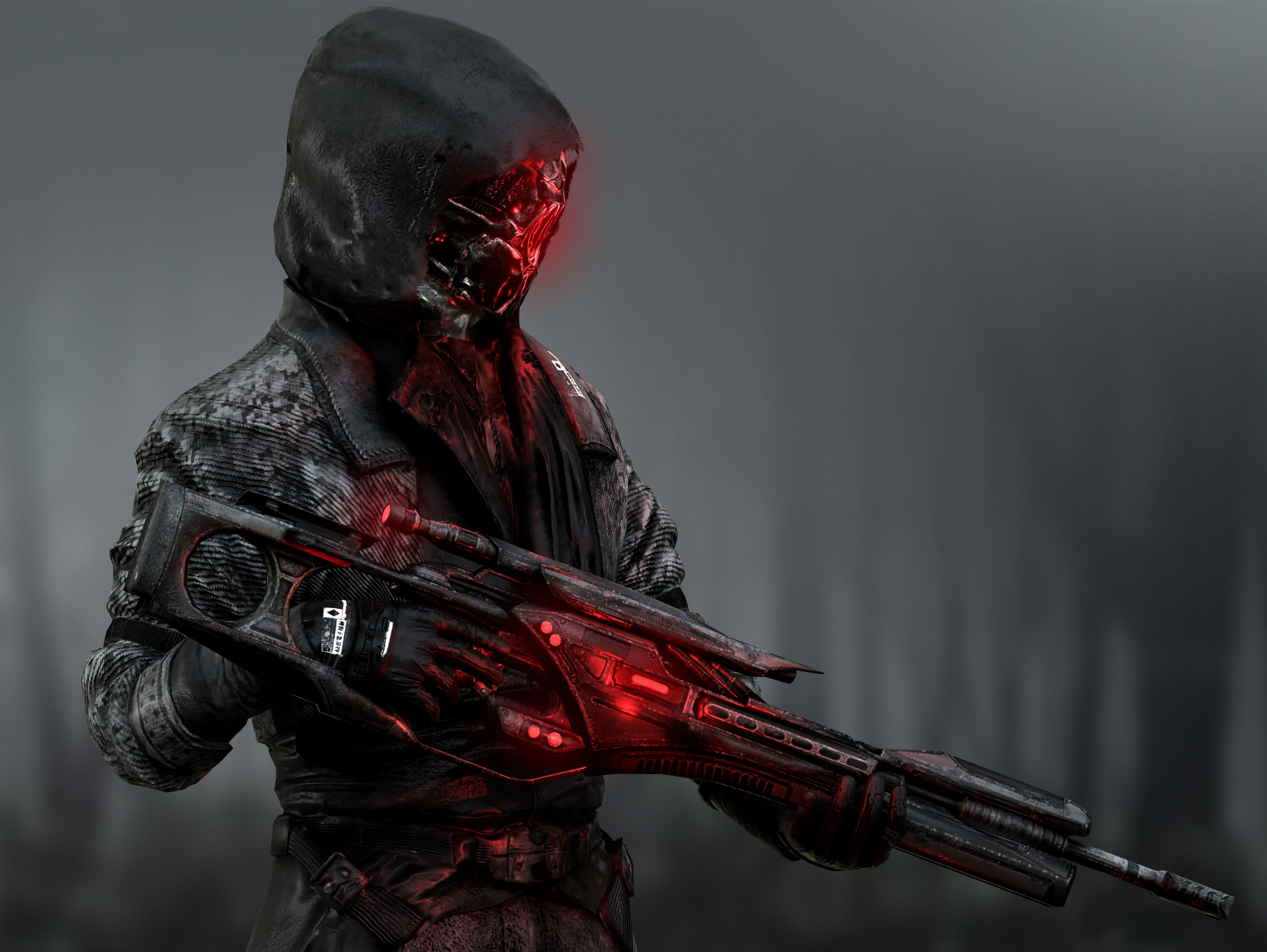 Sci Fi Sniper Soldier Low-poly 3D model_5