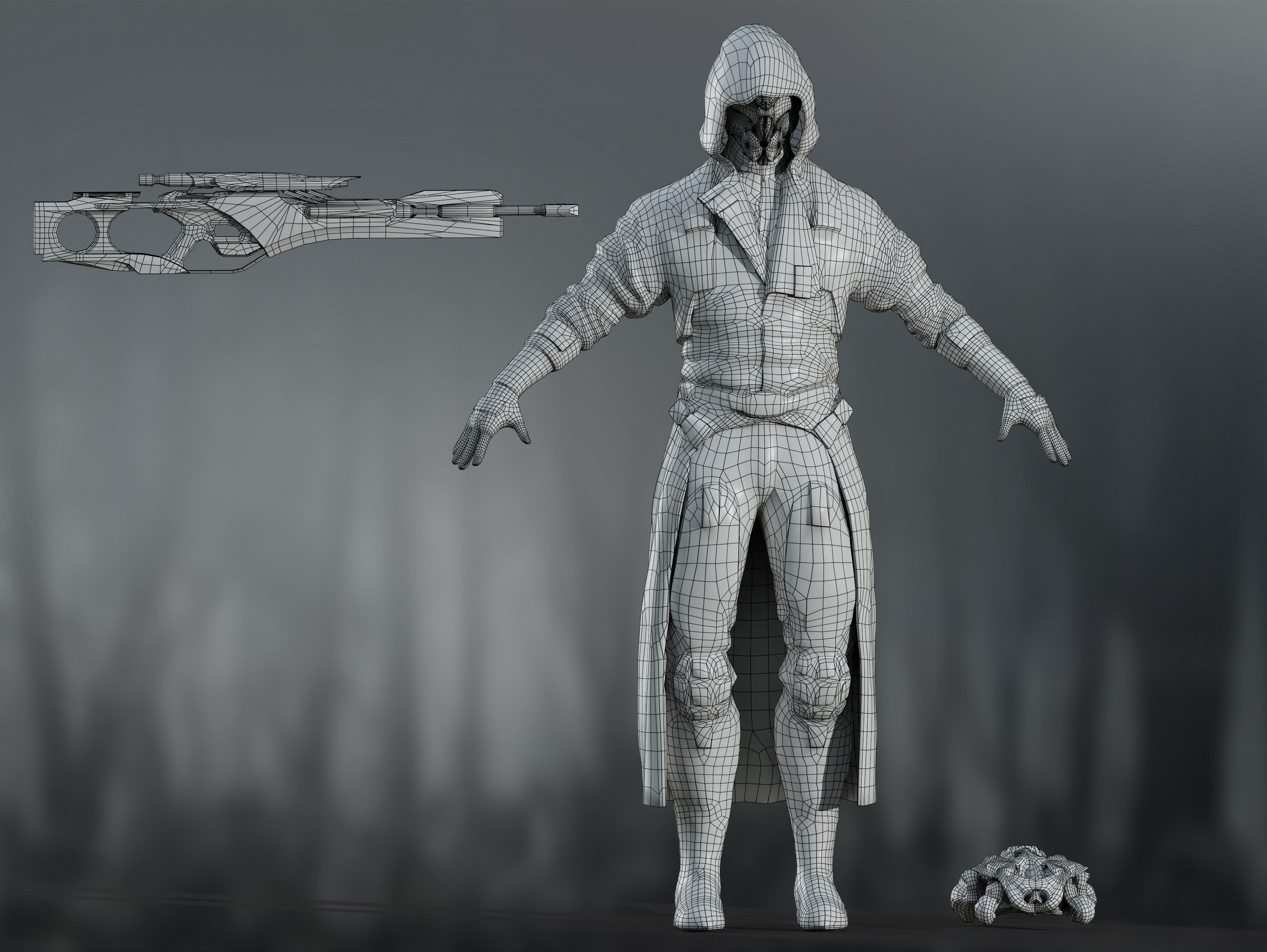 Sci Fi Sniper Soldier Low-poly 3D model_11