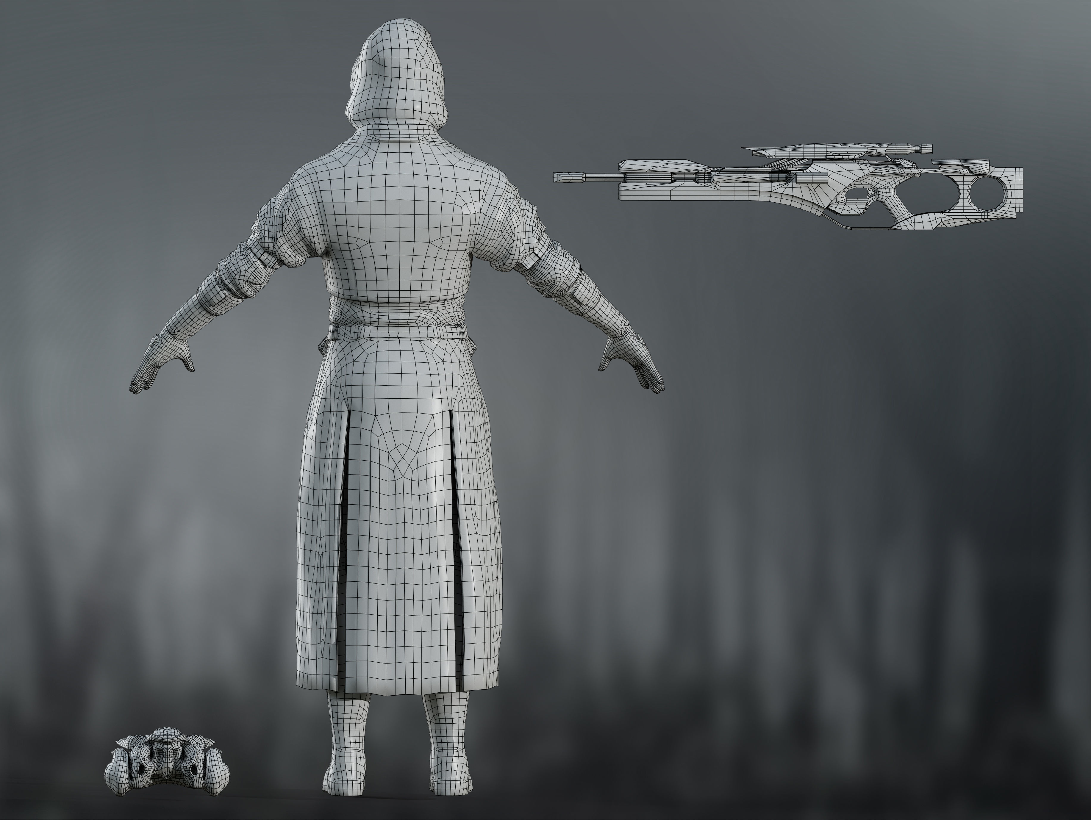 Sci Fi Sniper Soldier Low-poly 3D model_12