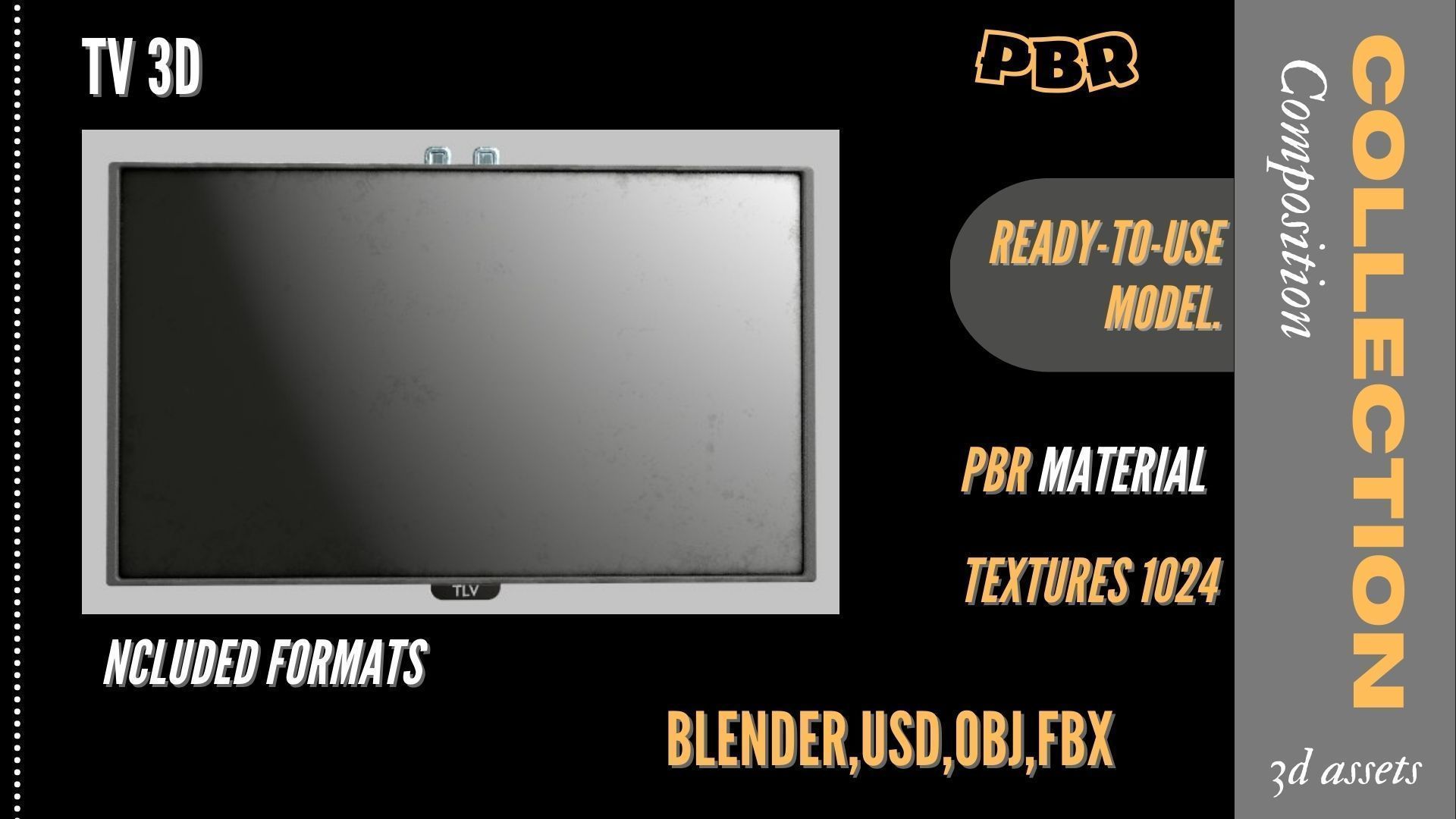 HD Smart TV 3D model Low-poly 3D model_2