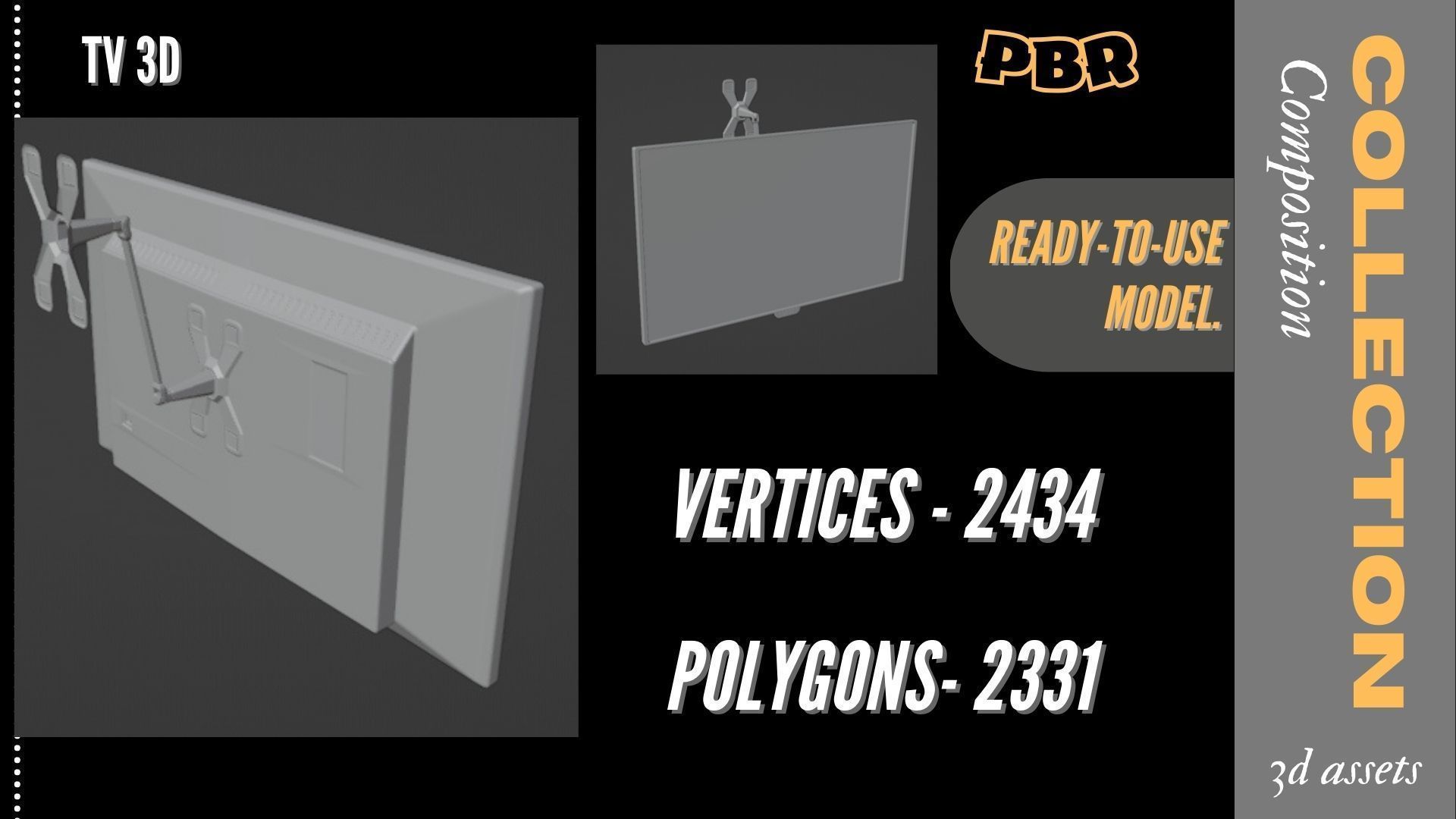 HD Smart TV 3D model Low-poly 3D model_3