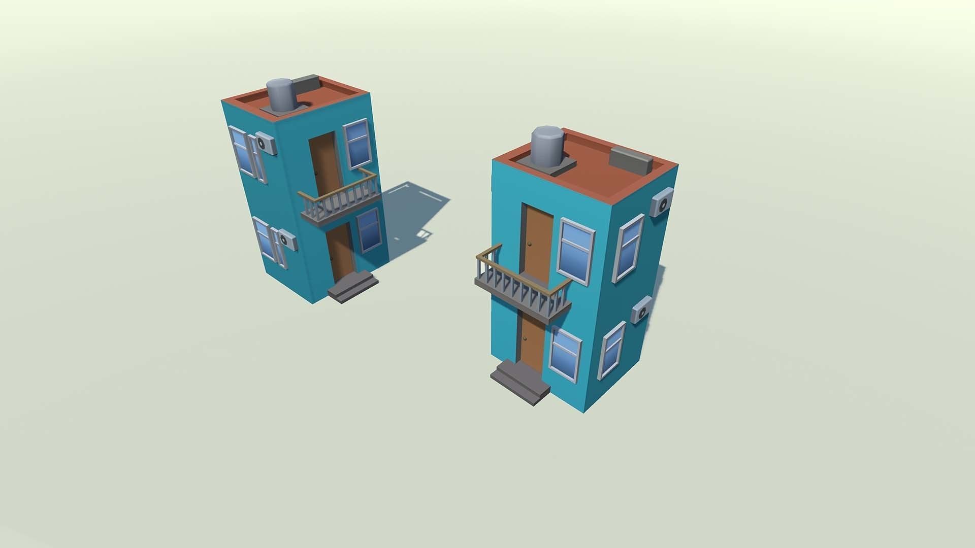 Mobile lowpoly buildings Low-poly 3D model_24