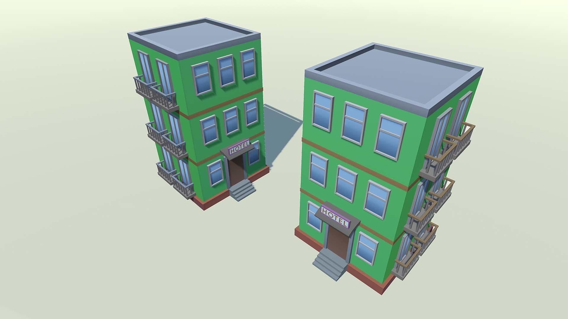 Mobile lowpoly buildings Low-poly 3D model_12