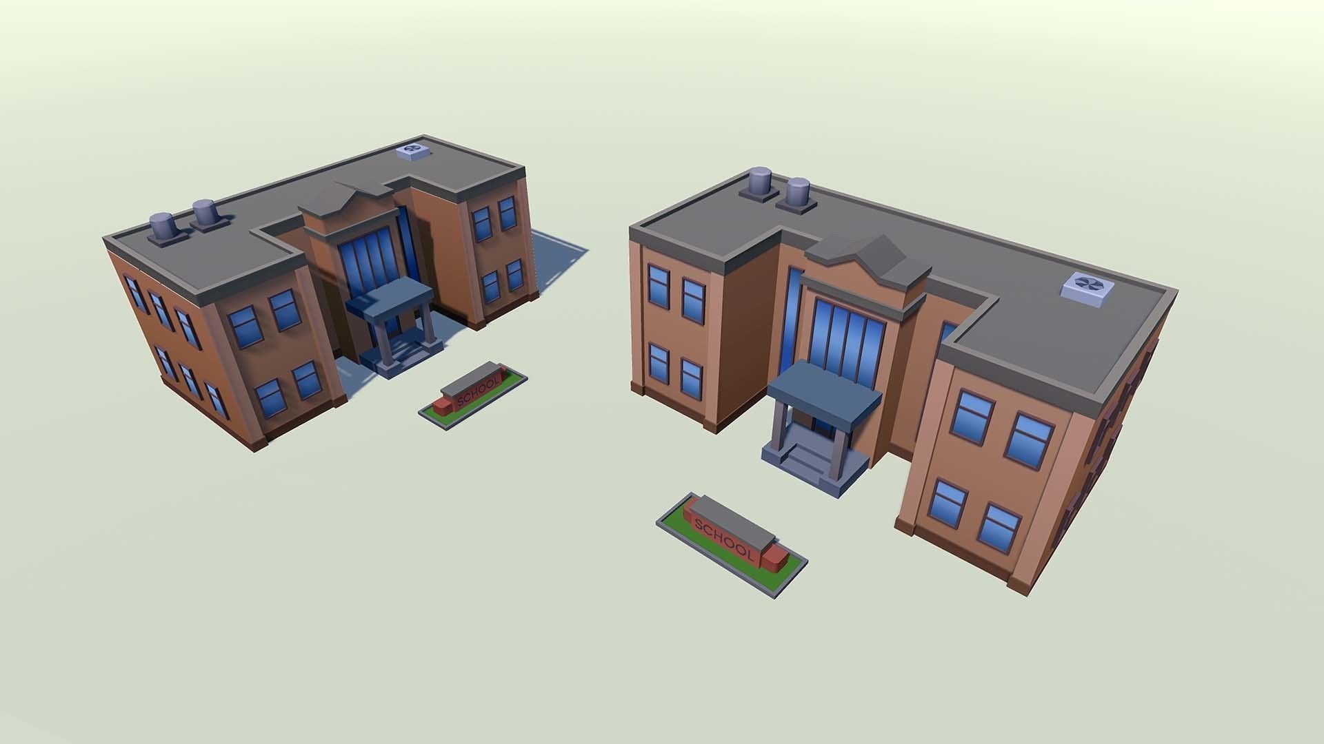 Mobile lowpoly buildings Low-poly 3D model_9