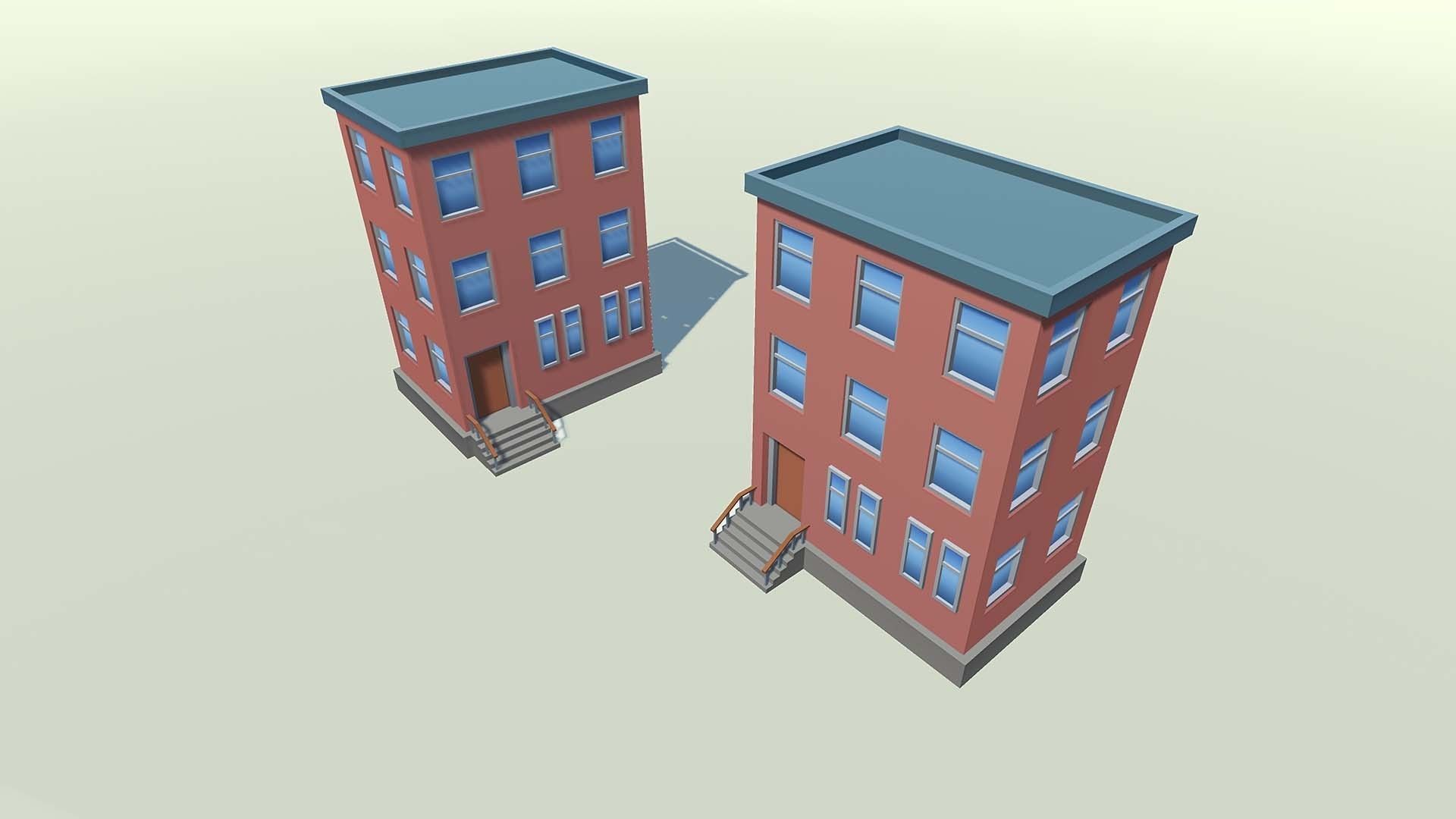 Mobile lowpoly buildings Low-poly 3D model_16