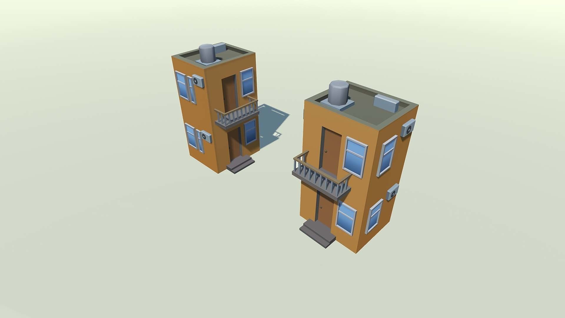 Mobile lowpoly buildings Low-poly 3D model_23