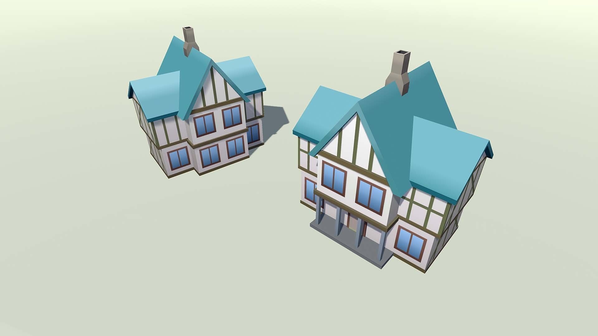 Mobile lowpoly buildings Low-poly 3D model_4