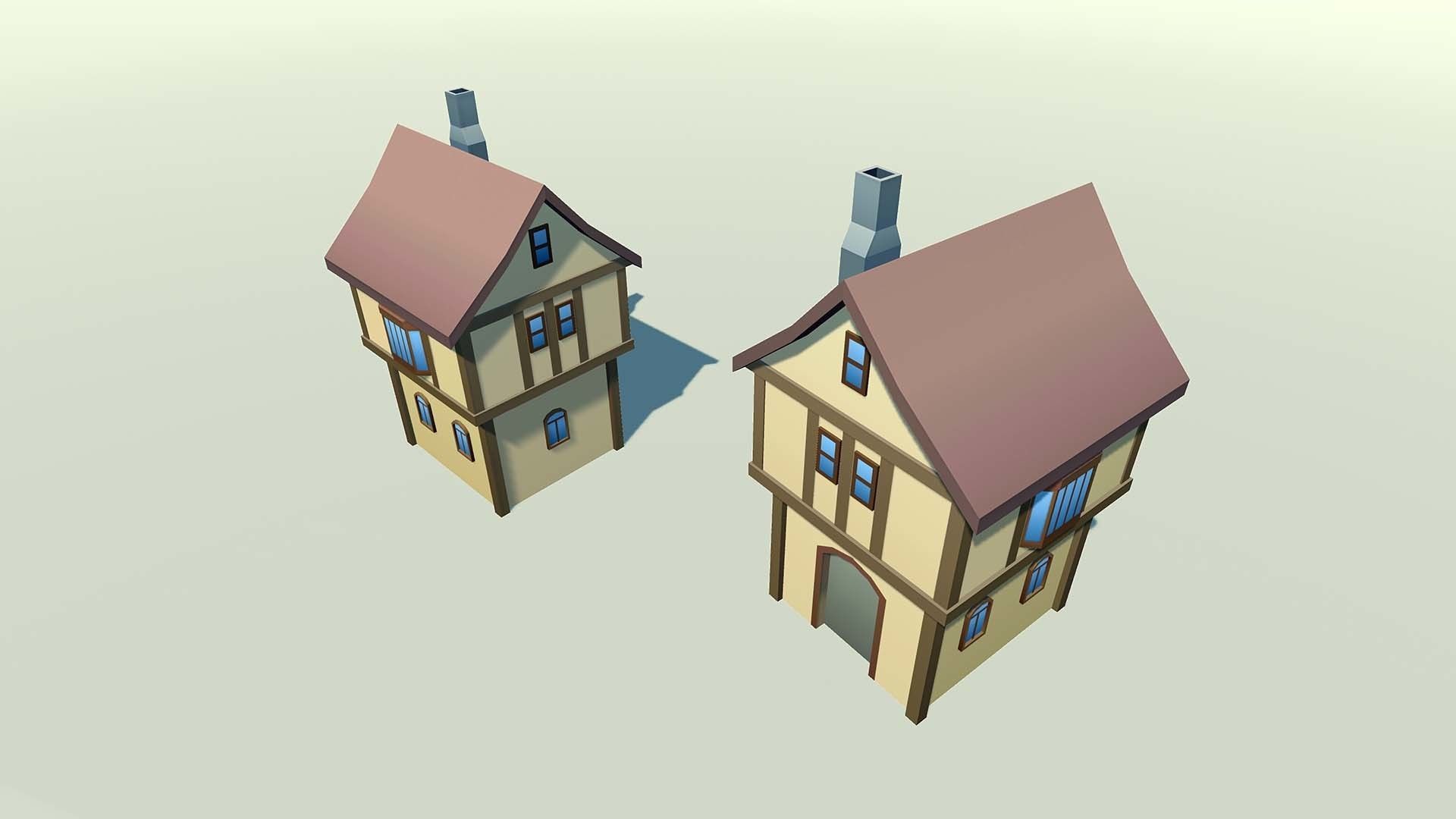 Mobile lowpoly buildings Low-poly 3D model_5