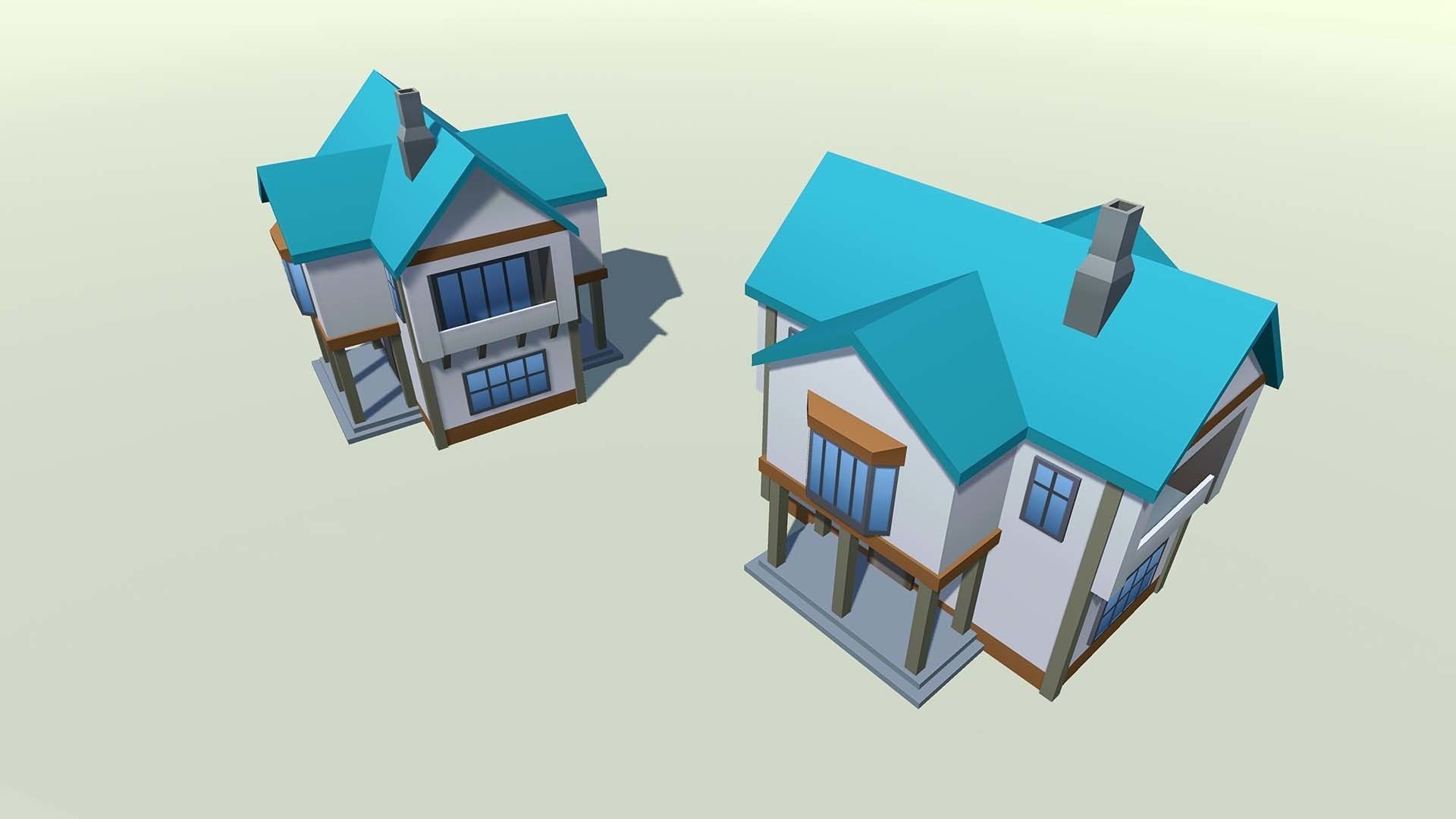 Mobile lowpoly buildings Low-poly 3D model_52