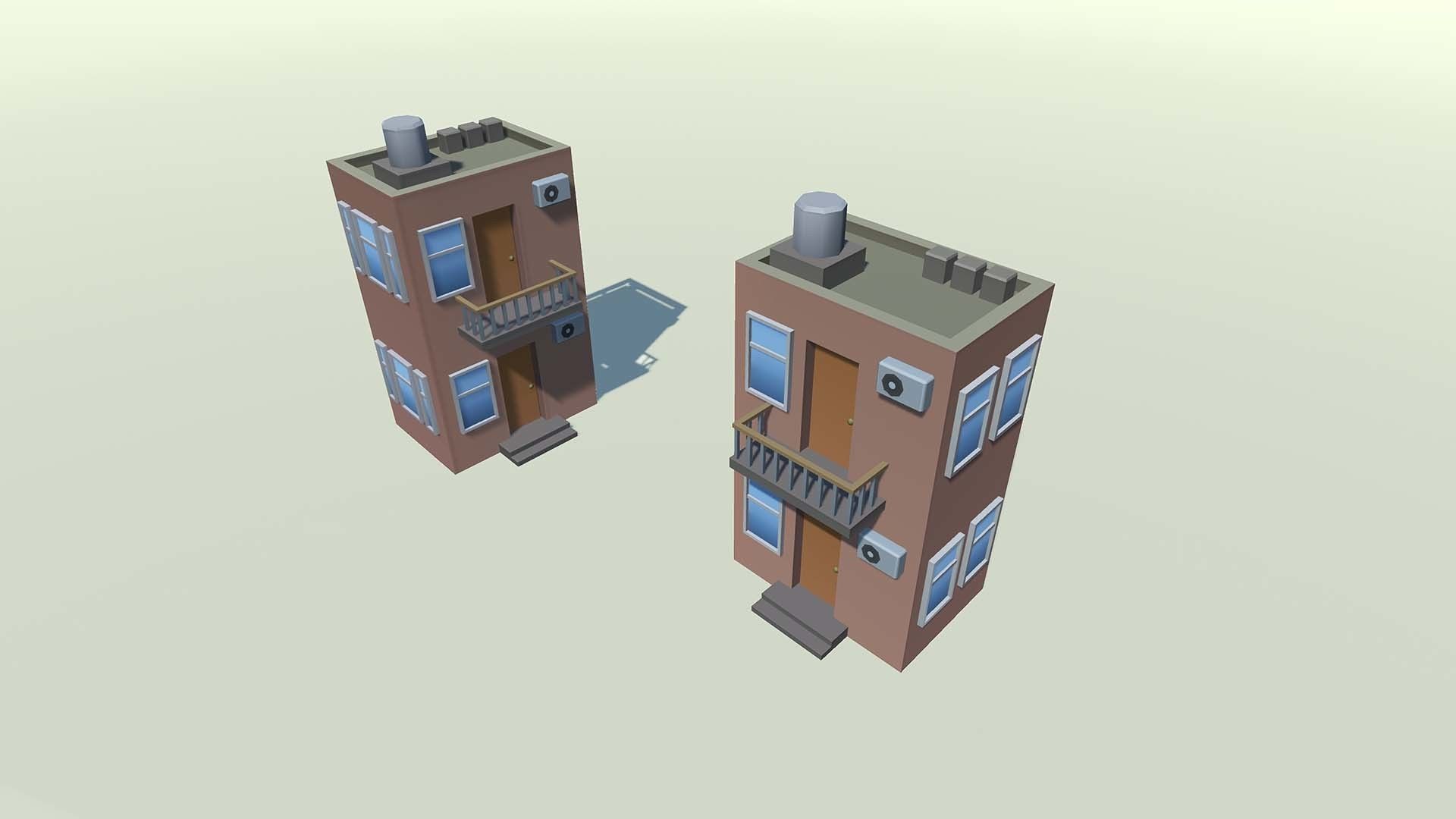 Mobile lowpoly buildings Low-poly 3D model_22