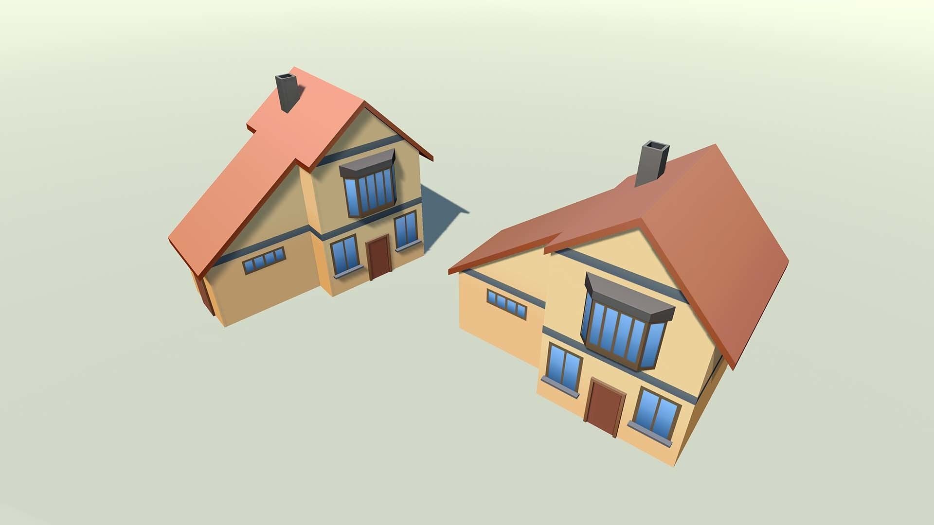 Mobile lowpoly buildings Low-poly 3D model_3